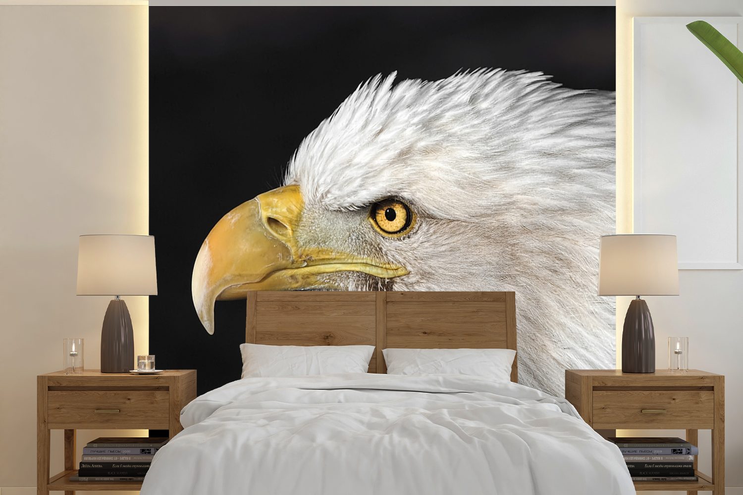 St), - oder - Schlafzimmer, für MuchoWow Weiß Adler Wohnzimmer Tapete (5 Vinyl Matt, Wandtapete Gelb, Fototapete bedruckt,