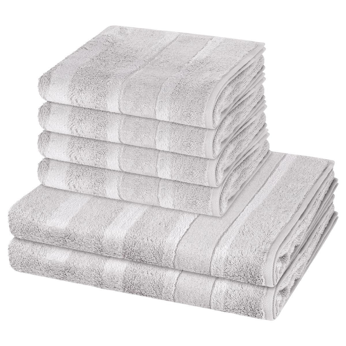 Cawö Handtuch Set Noblesse, Walkfrottee (Spar-Set, 6-St), 4 X Handtuch 2 X Duschtuch im Set - Baumwolle - Saugstark