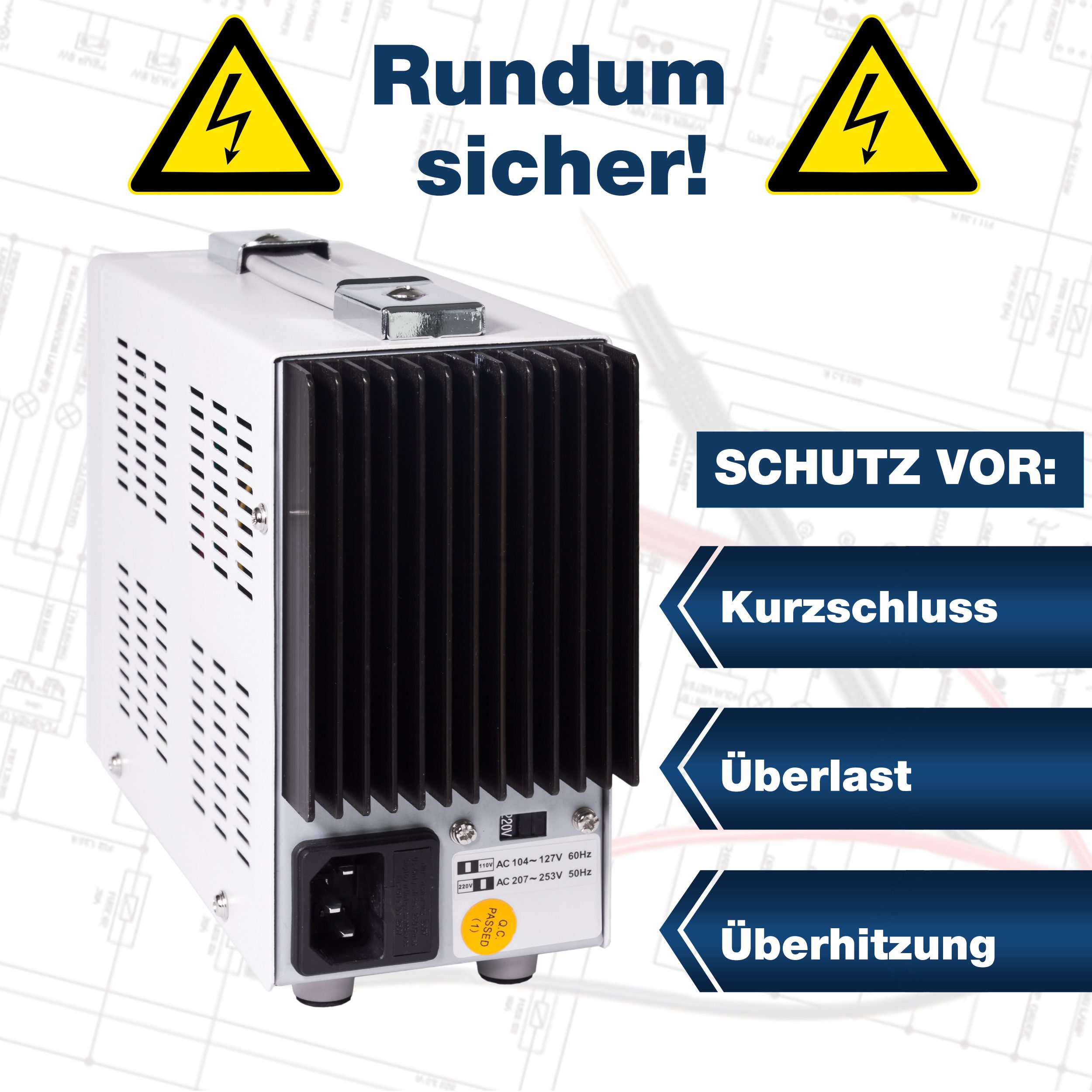 PeakTech 15 V 3 A 1 mA Labornetzteil 0–15 V/0–3 A, LED, 1 mA/10 Labor-Netzteil