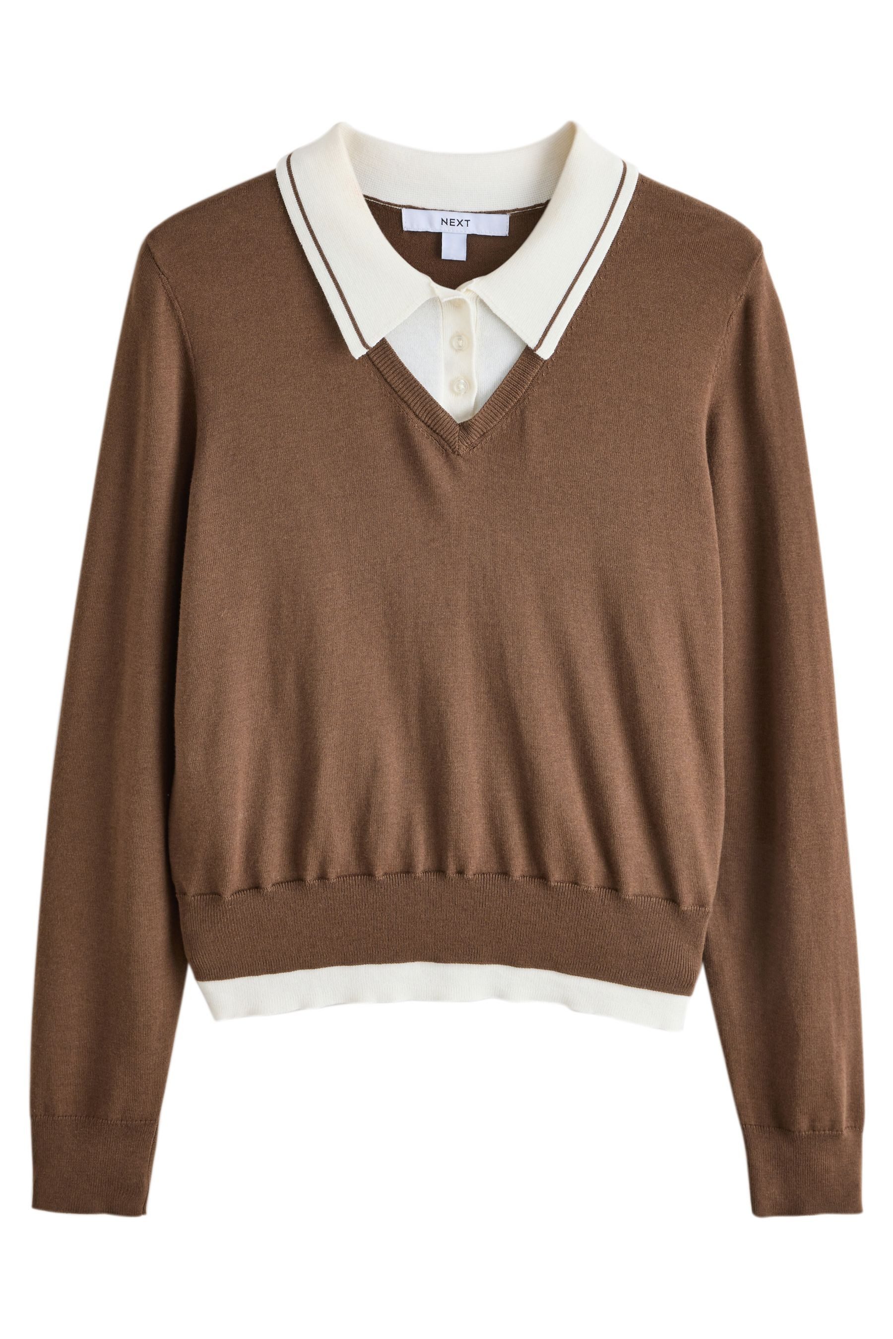 Next Polokragenpullover Weicher Polo-Pullover im Lagenlook (1-tlg)