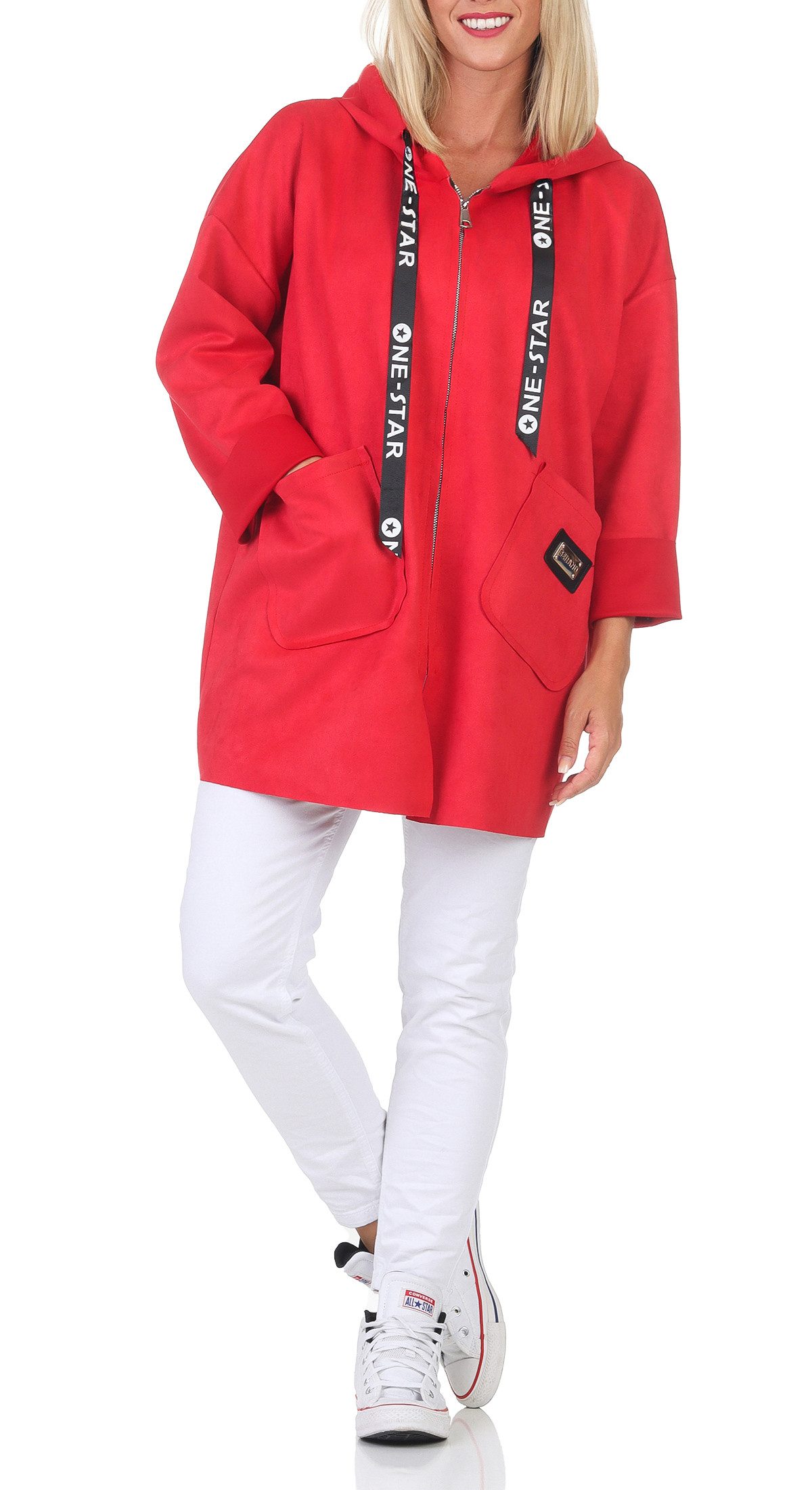 simaranda Kapuzensweatjacke Damen Sweatjacke 5325 36-42 Rot günstig online kaufen