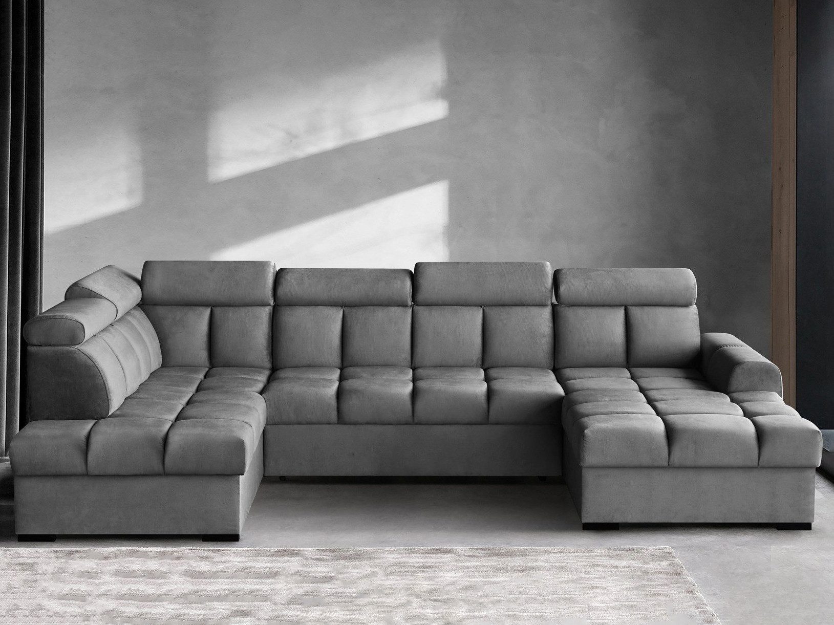 Beautysofa Polsterecke U-FORM Gomez U, mit verstellbaren Kopfstützen, Schlaffunktion und zwei Bettkasten