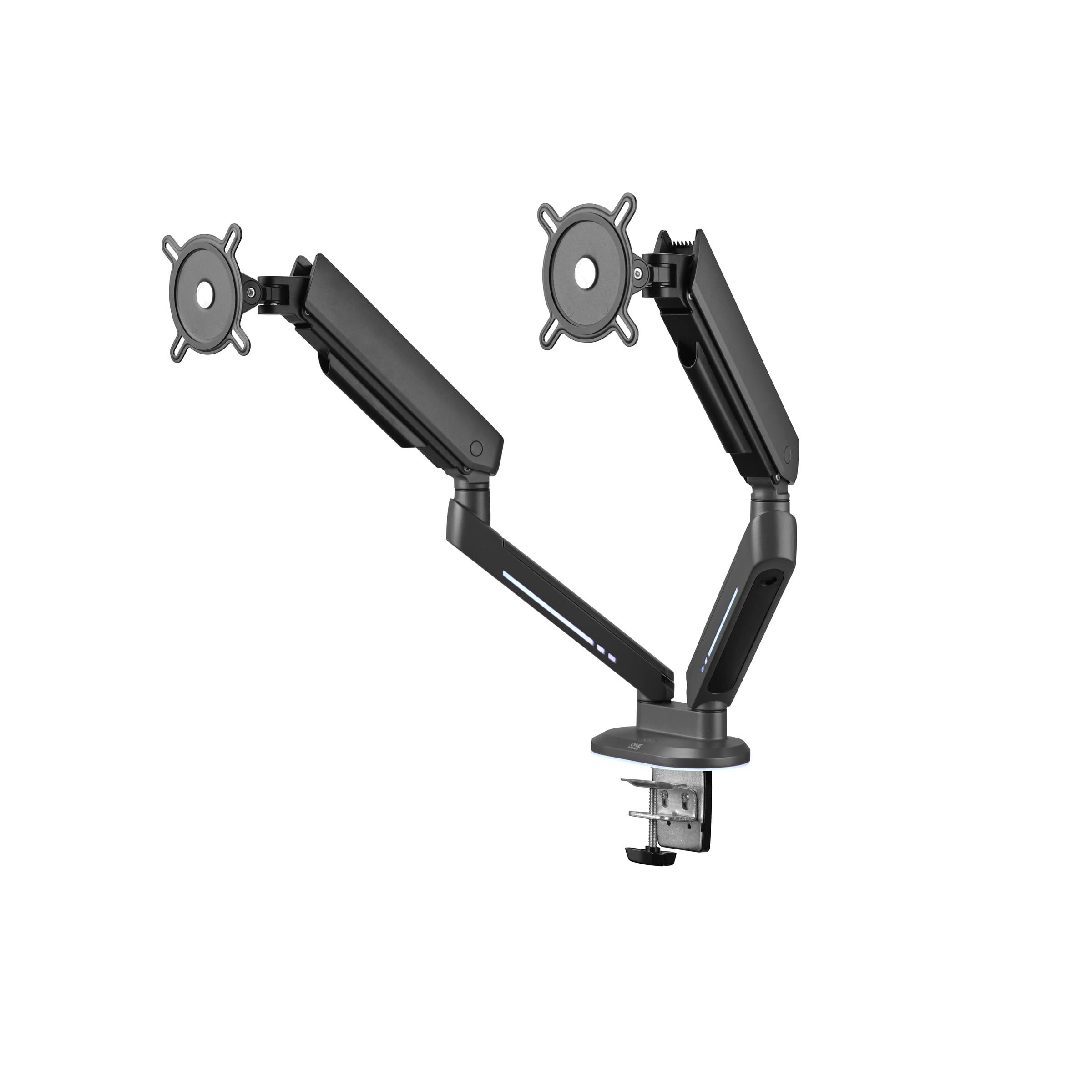 One for All TV-Wandhalterung DM8210, (Schwarz, Höhenverstellung, Neigbar, Für 2 Monitore)