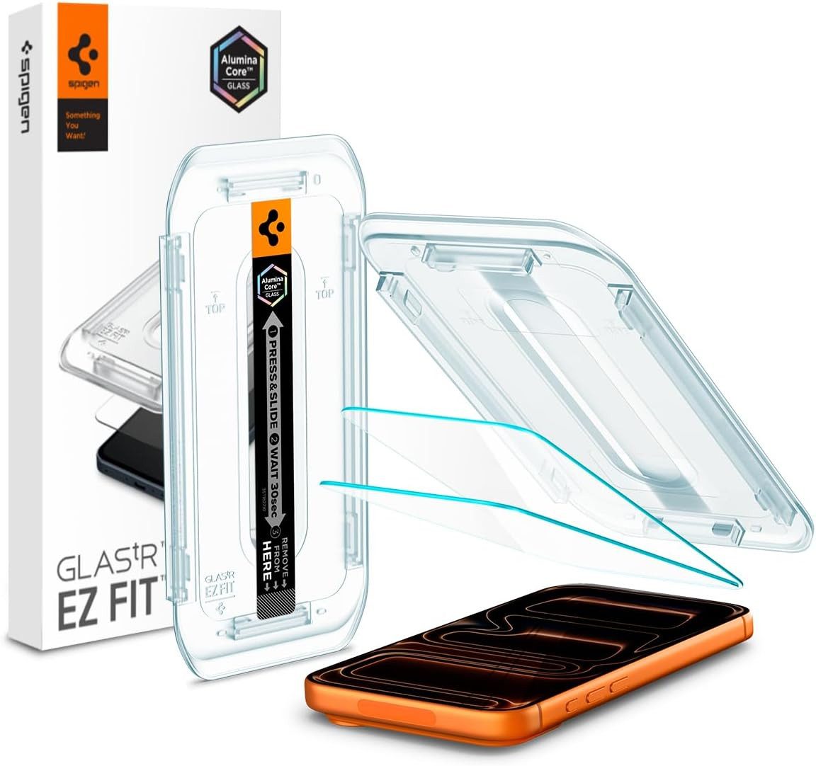 Spigen Displayschutzfolie 2x Displayschutz iPhone 18 Pro Max / 17 Pro Max /16 Pro Max Panzerglas für Apple iPhone 18 Pro Max, Displayschutz-Set, 2 Stück, Tempered Glass, Anti-Fingerabdruck, Case Friendly, Hartglas