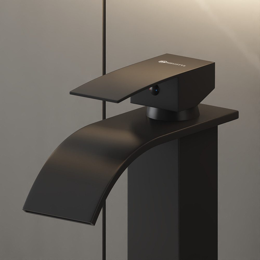 Lomadox Waschtischarmatur FAUCET-140 Edelstahl Waschbeckenarmatur 30,5 cm hoch in Schwarz matt – Bild 2 von 5
