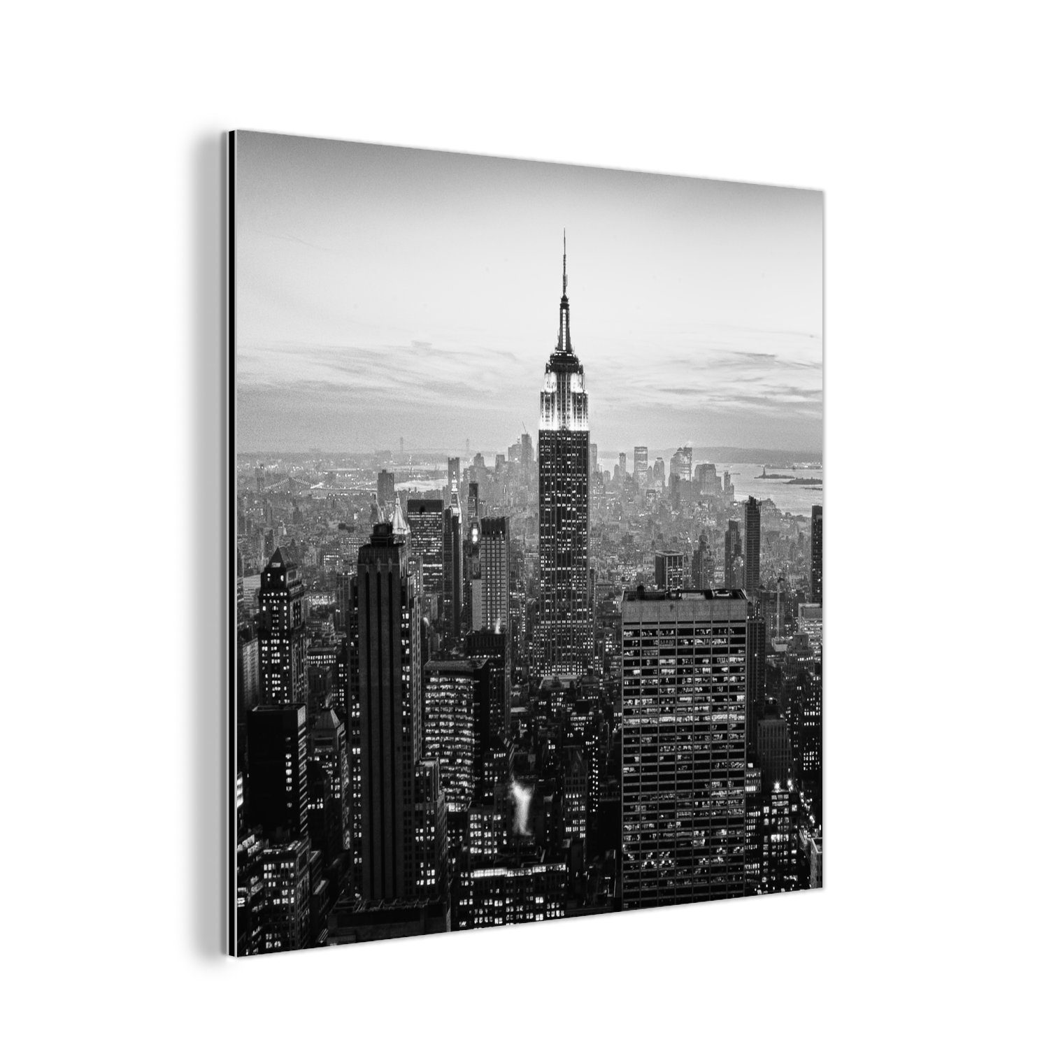 MuchoWow Metallbild New York City Schwarz-Weiß-Fotodruck, (1 St), Alu-Dibond-Druck, Gemälde aus Metall, Aluminium deko