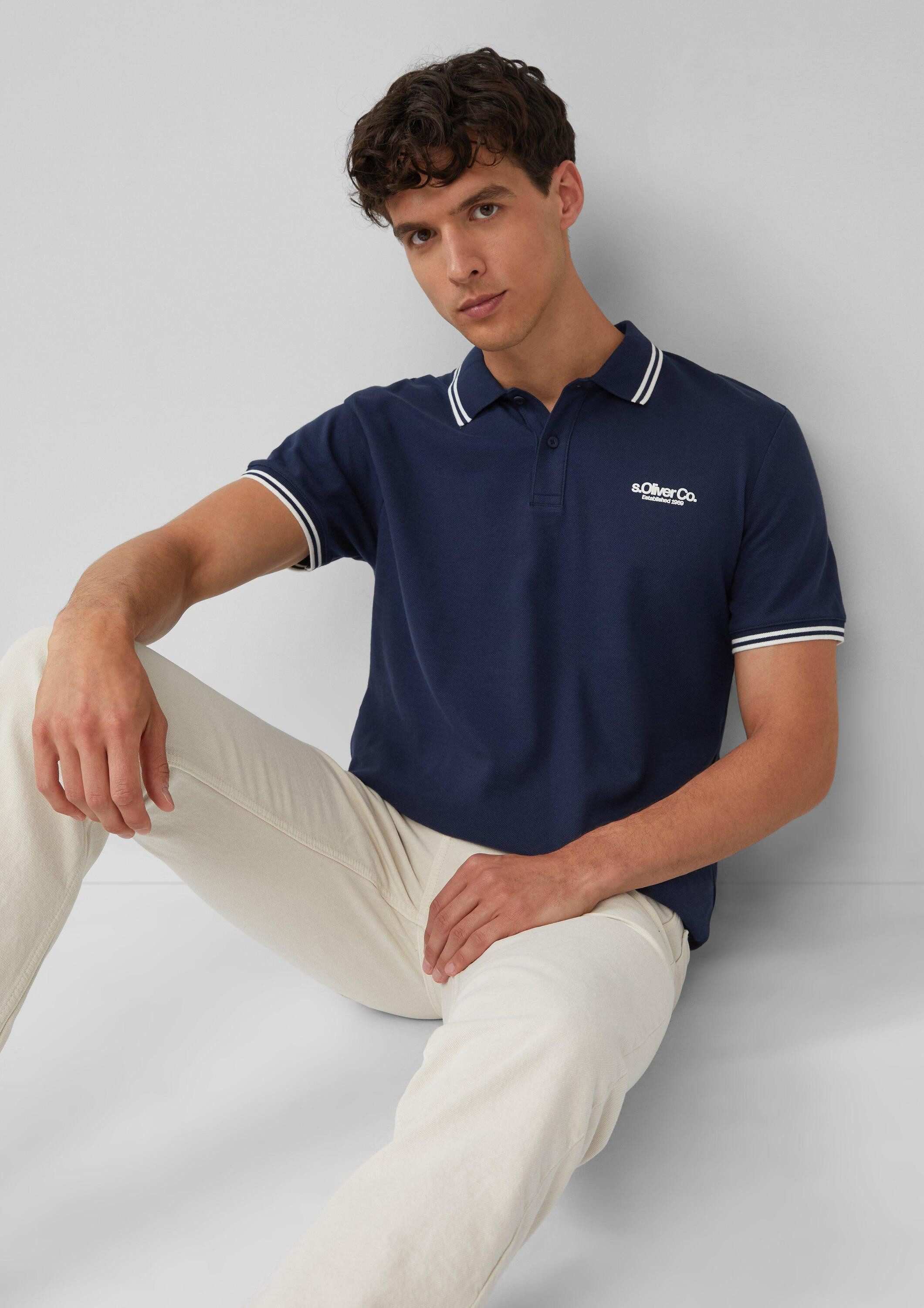 s.Oliver Kurzarmshirt Polo-Shirt Piqué-Poloshirt mit Kontrastdetails und Lo günstig online kaufen