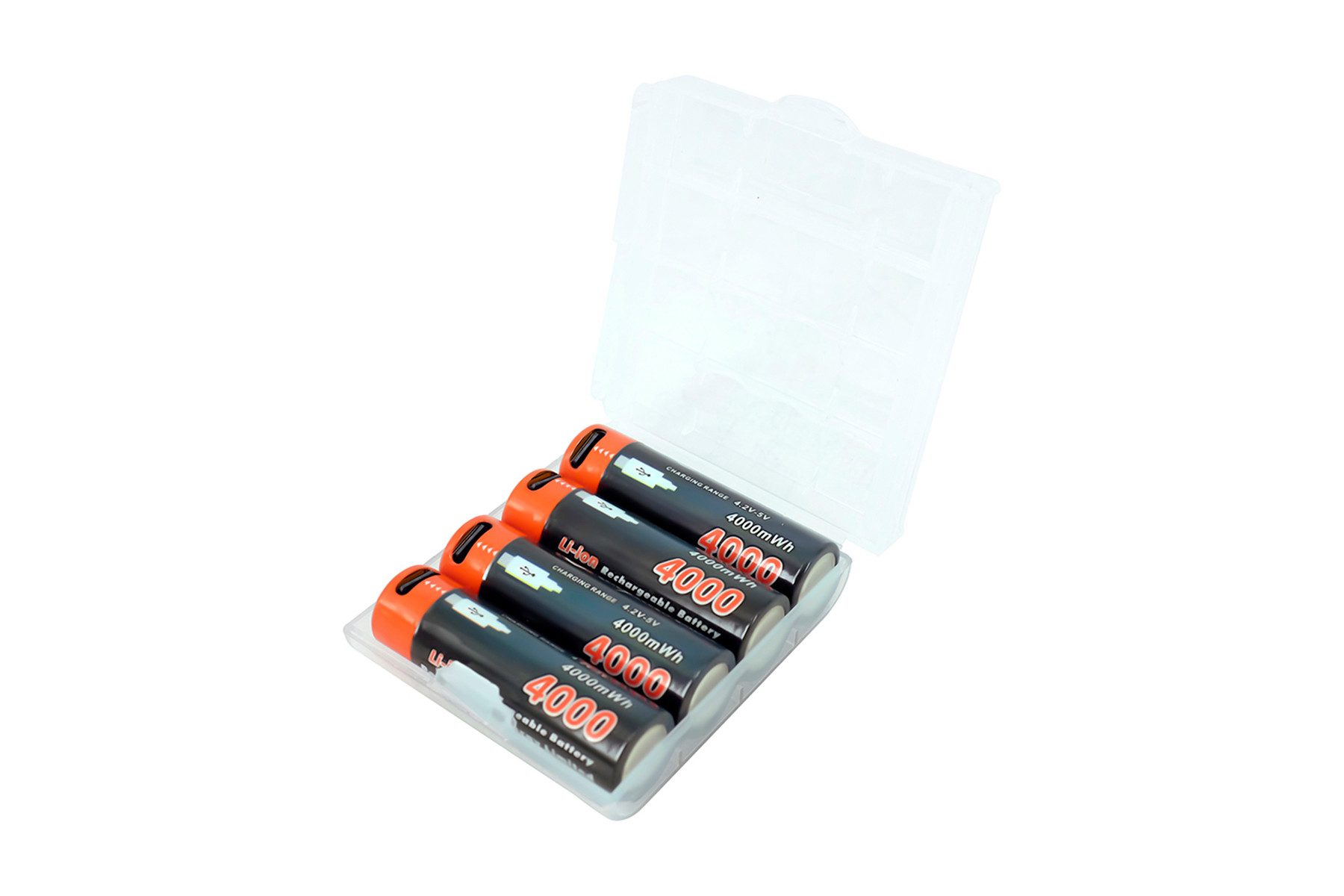 PowerSmart AA 4000 mWh Zusatz-Akku 4x Wiederaufladbarer mit Typ C Anschluss, mit längerer Lebensdauer für Taschenlampe, Spielzeug, Kamera Li-ion 4000 mAh (1,5 V)
