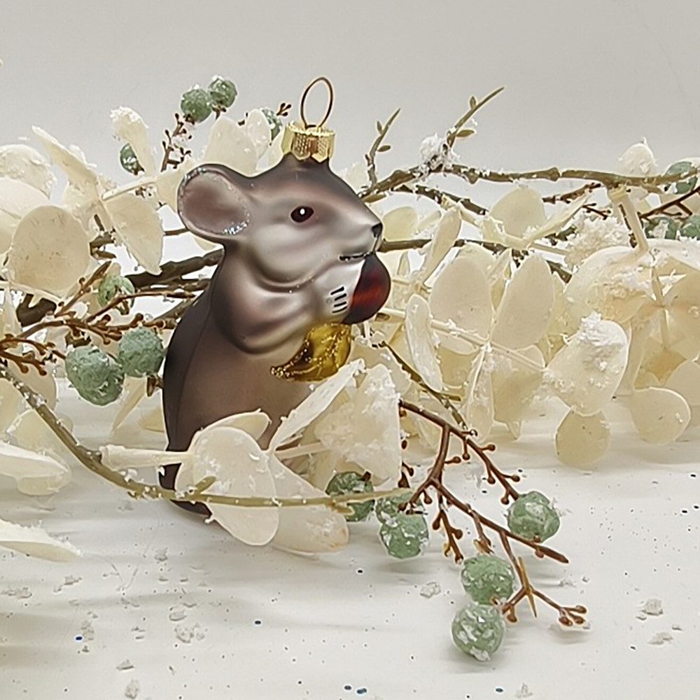 Holly & Jolly Christbaumschmuck Maus, graues Mäuschen, 8cm (1-tlg)