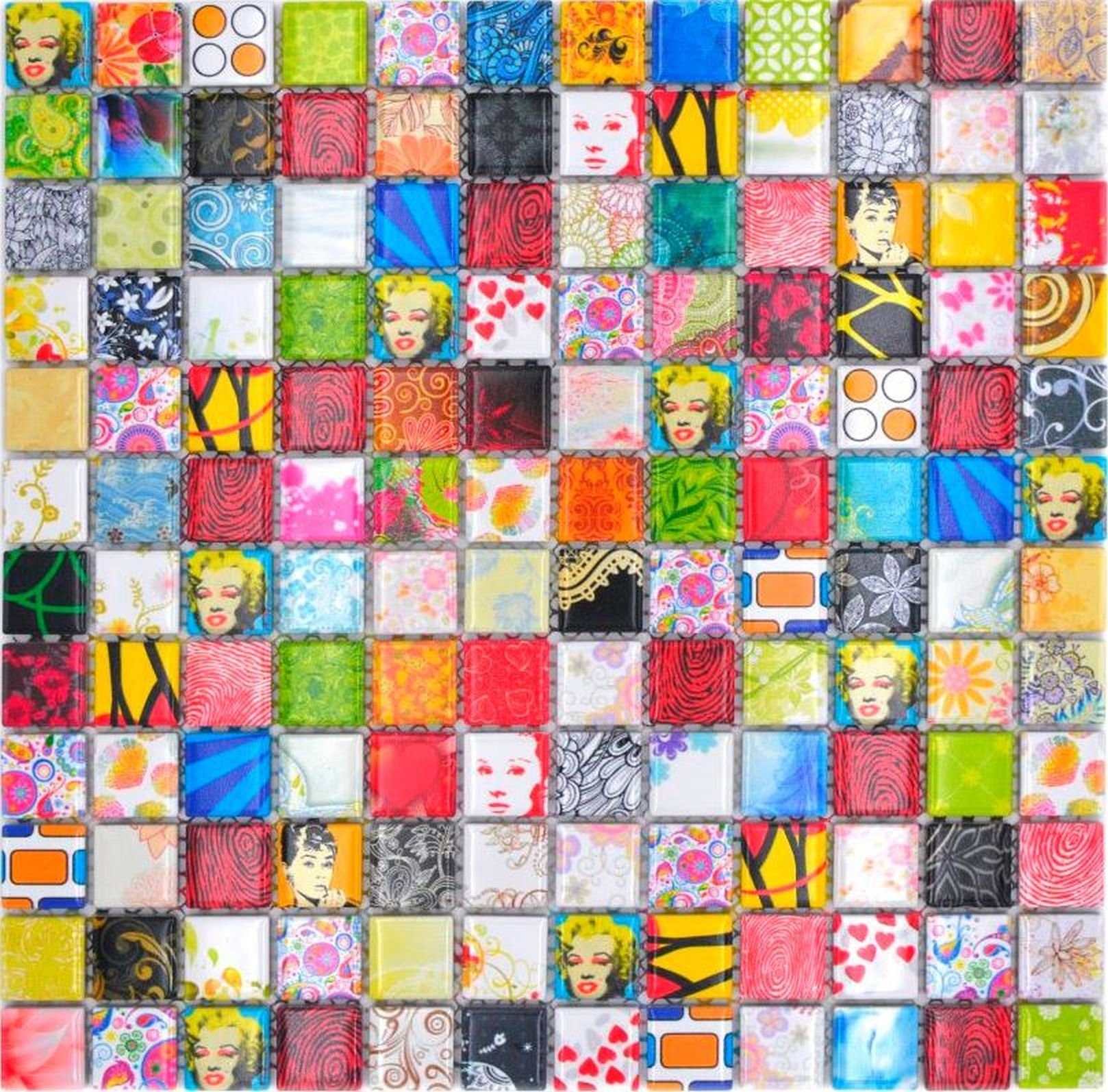 Mosaikfliesen Keramik Mosaikfliese Frostsicher Retro Mosaik Mosaikfliese, bunt Mosani Vintage