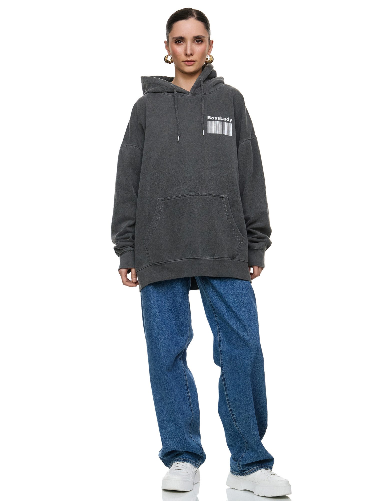 Worldclassca Hoodie Worldclassca Oversized Print Boss Lady Hoodie Kapuzenpullover Sweat PRINT - BOSS LADY - 100% CHARM - QUEEN