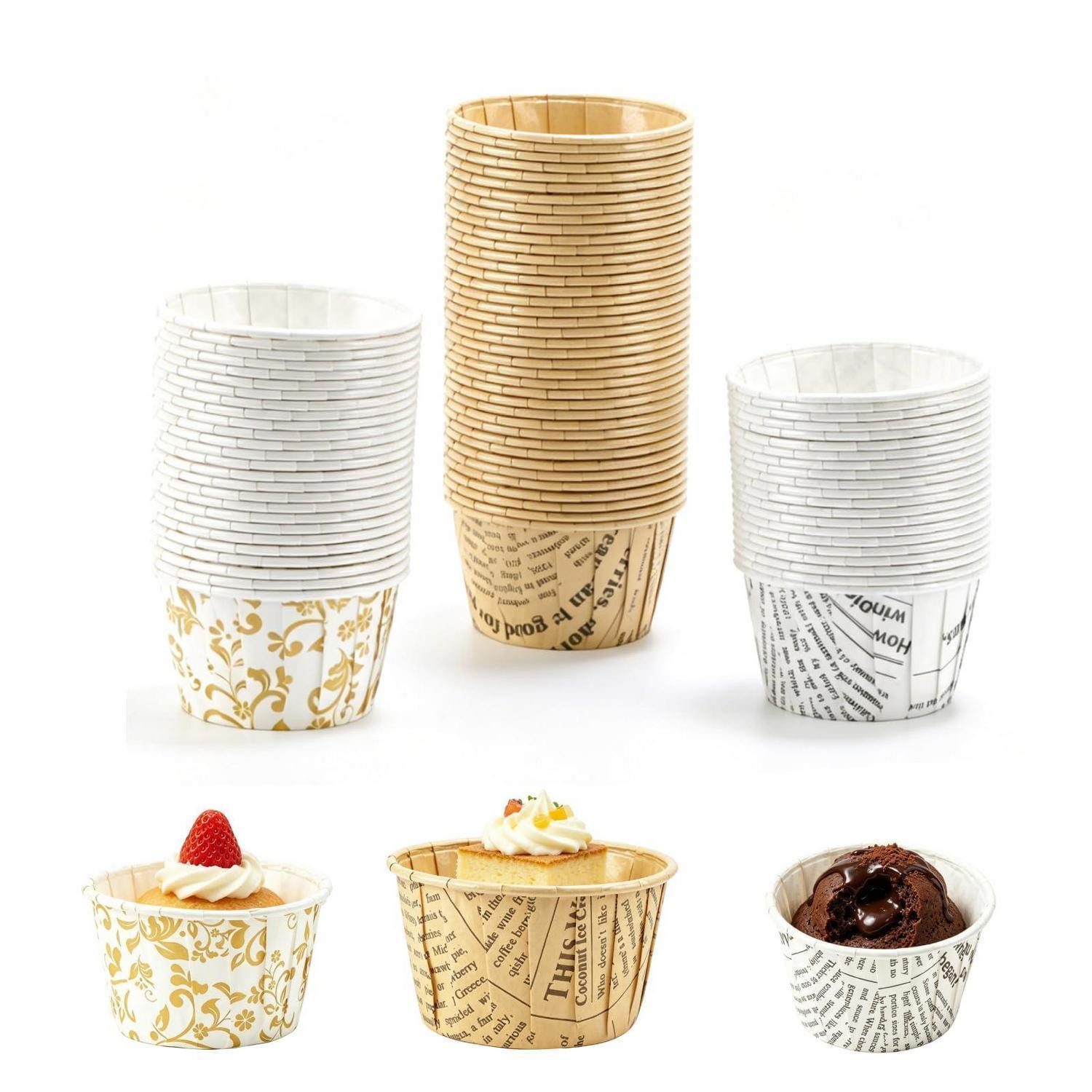 LuxusKollektion Muffinform Muffinförmchen 150 Stk 3 Farben Retro/Zeitung, (150-tlg)