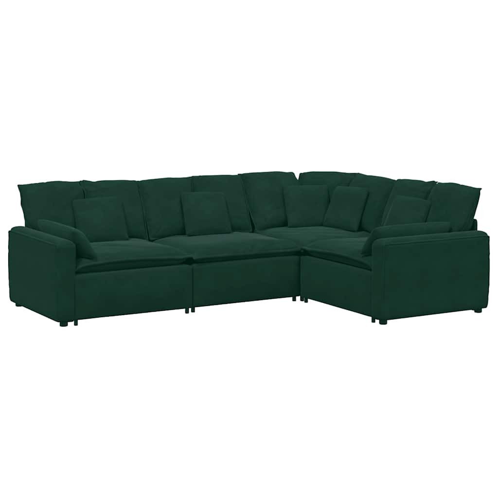 vidaXL Sofaelement Modulares Sofa mit Kissen Samt Dunkelgrün