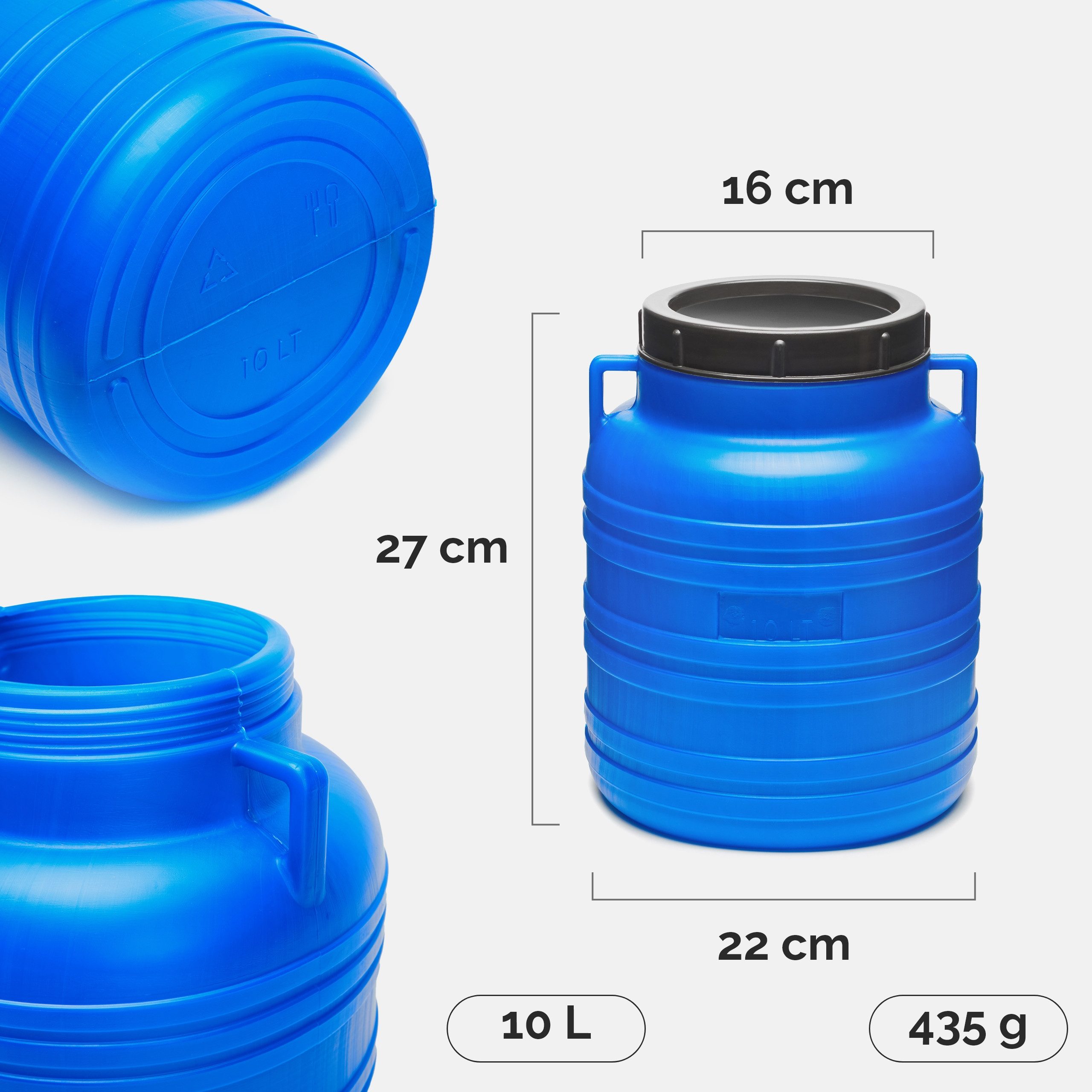 Garronda Regentonne 10L Plastikfass Lebensmittelfass Sauerkrautfass Hobbock Garten GD-0078, 10 l