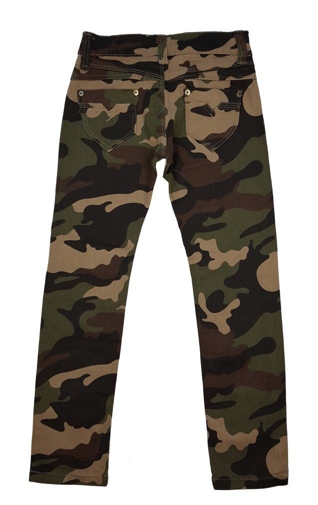 Girls Fashion 5-Pocket-Jeans Mädchen Army Tarnhose, Camouflage Muster M8152