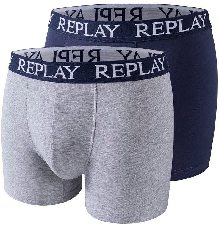 Replay Boxershorts BOXER Style 01/C Basic Cuff Logo 2pcs Box (Packung, 2er-Pack) mit Logoschriftzug am elastischen Bund