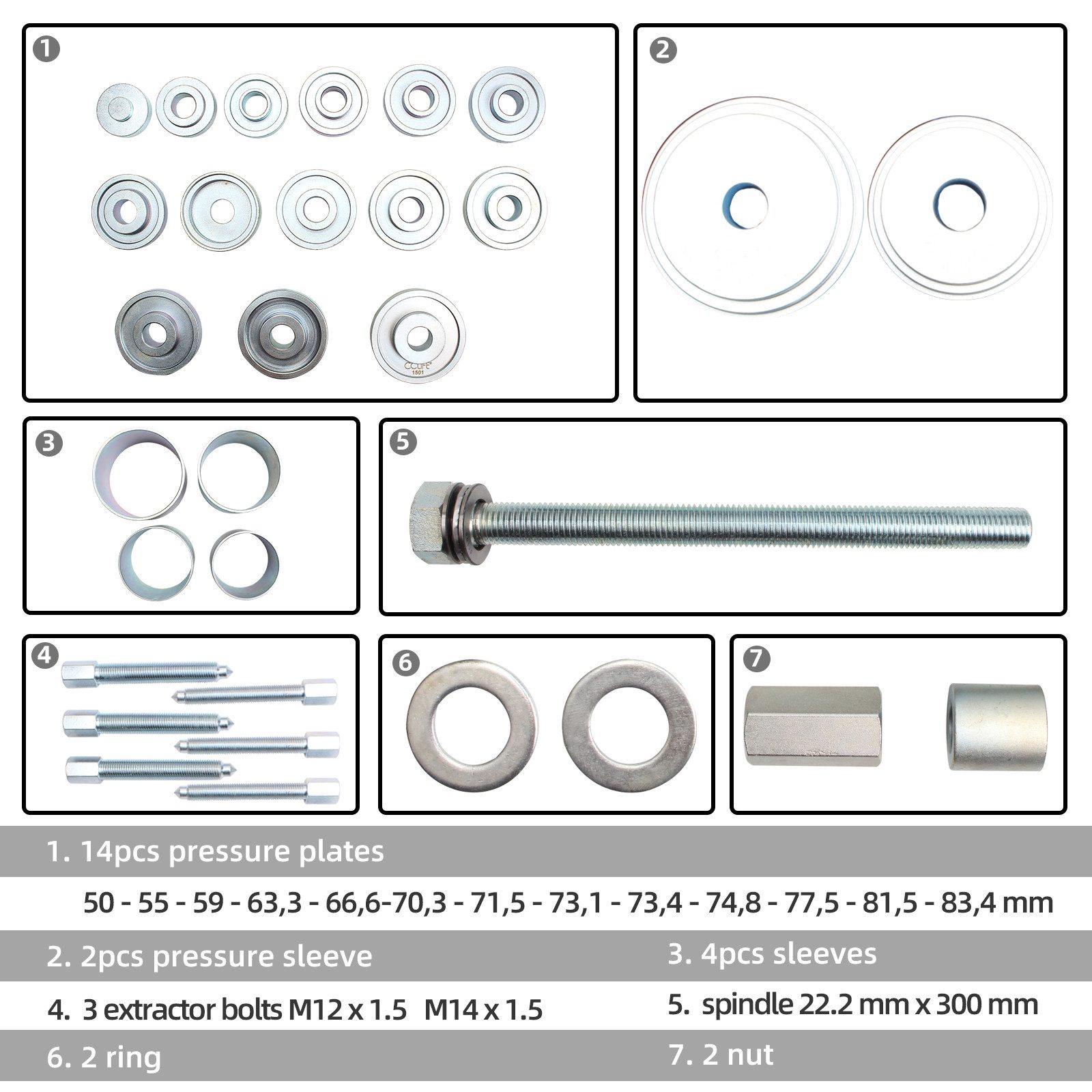 CCLIFE Multitool Radlager Werkzeug, Radlager Radnabe Abzieher Montage Demontage Set, (31 St)