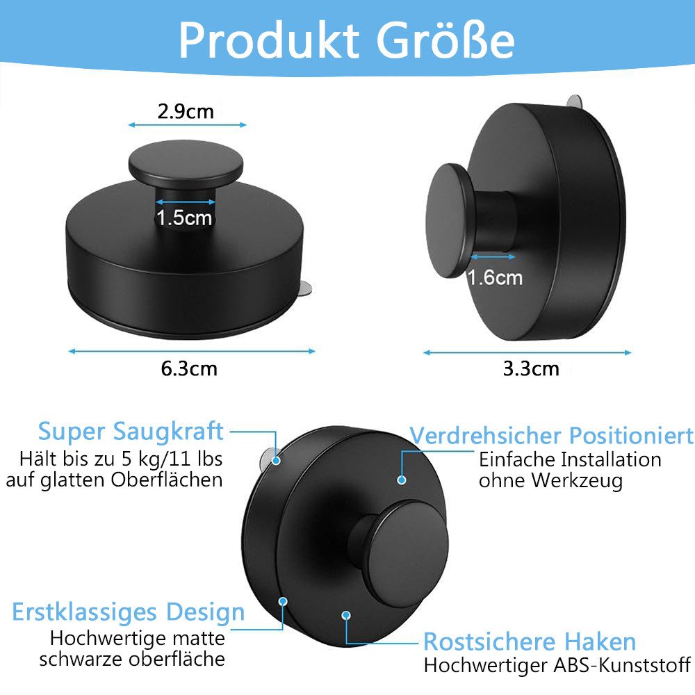 NUODWELL Handtuchhaken 4 Stück Handtuchhalter Ohne Bohren, Vakuum Saugnapf günstig online kaufen