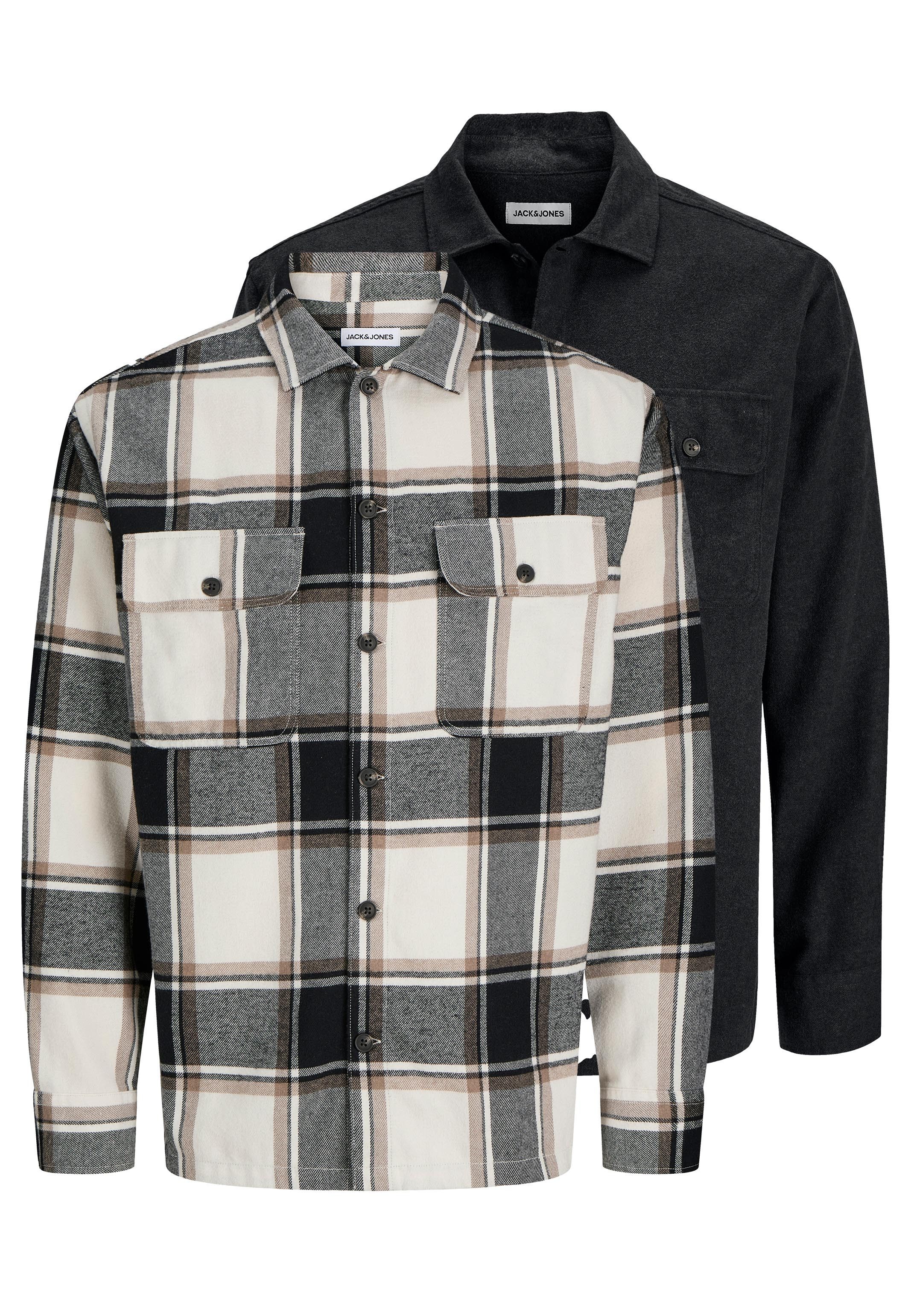 Jack & Jones Hemdjacke 2er Pack Charge (Spar-Set, 2-St) Hemdjacke / Overshirt - Baumwolle - Strapazierfähig