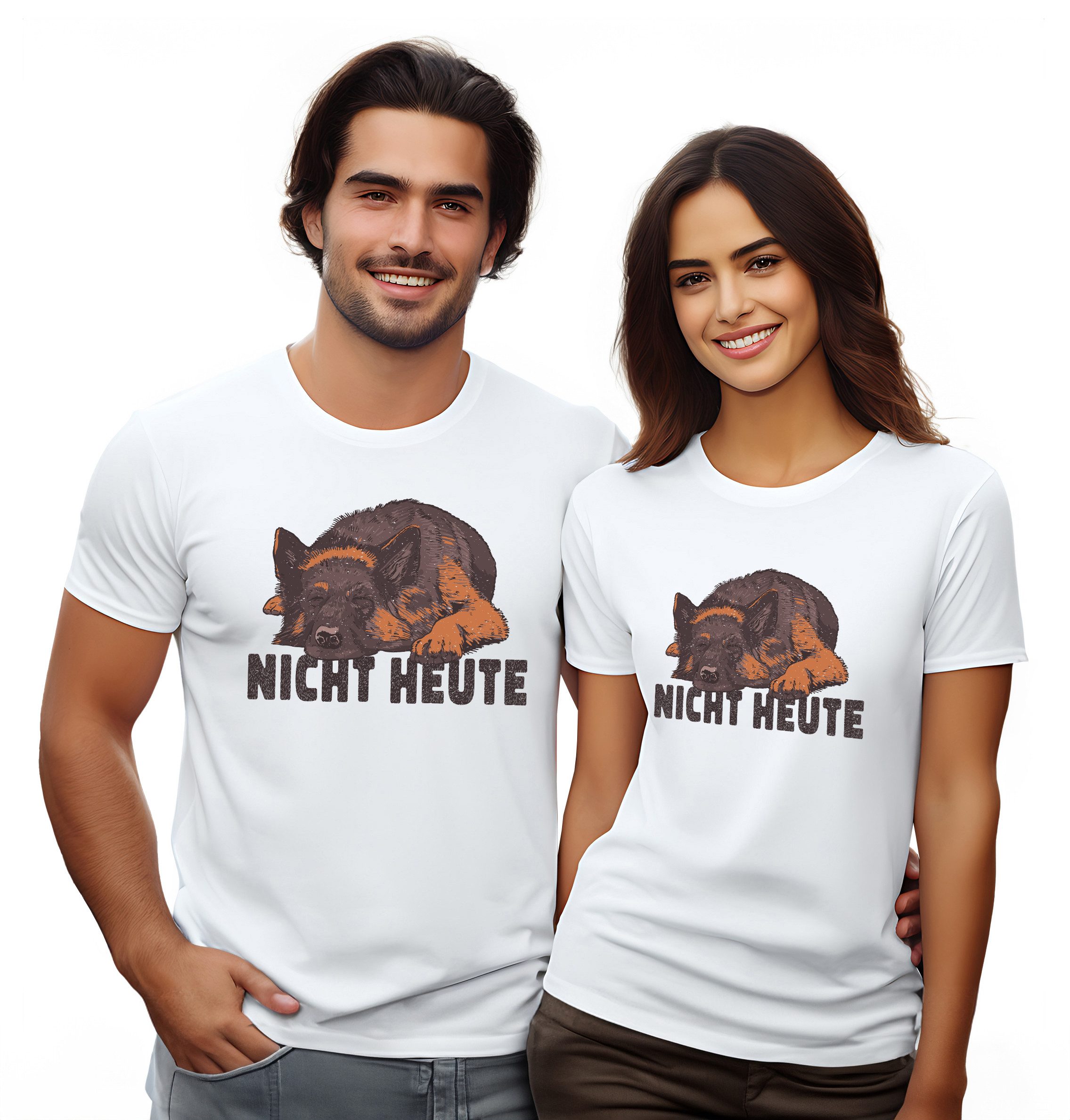 MyDesign24 T-Shirt Hunde print Shirt Nicht Heute Hunde T-Shirt weiss kurzarm Regular Fit i233