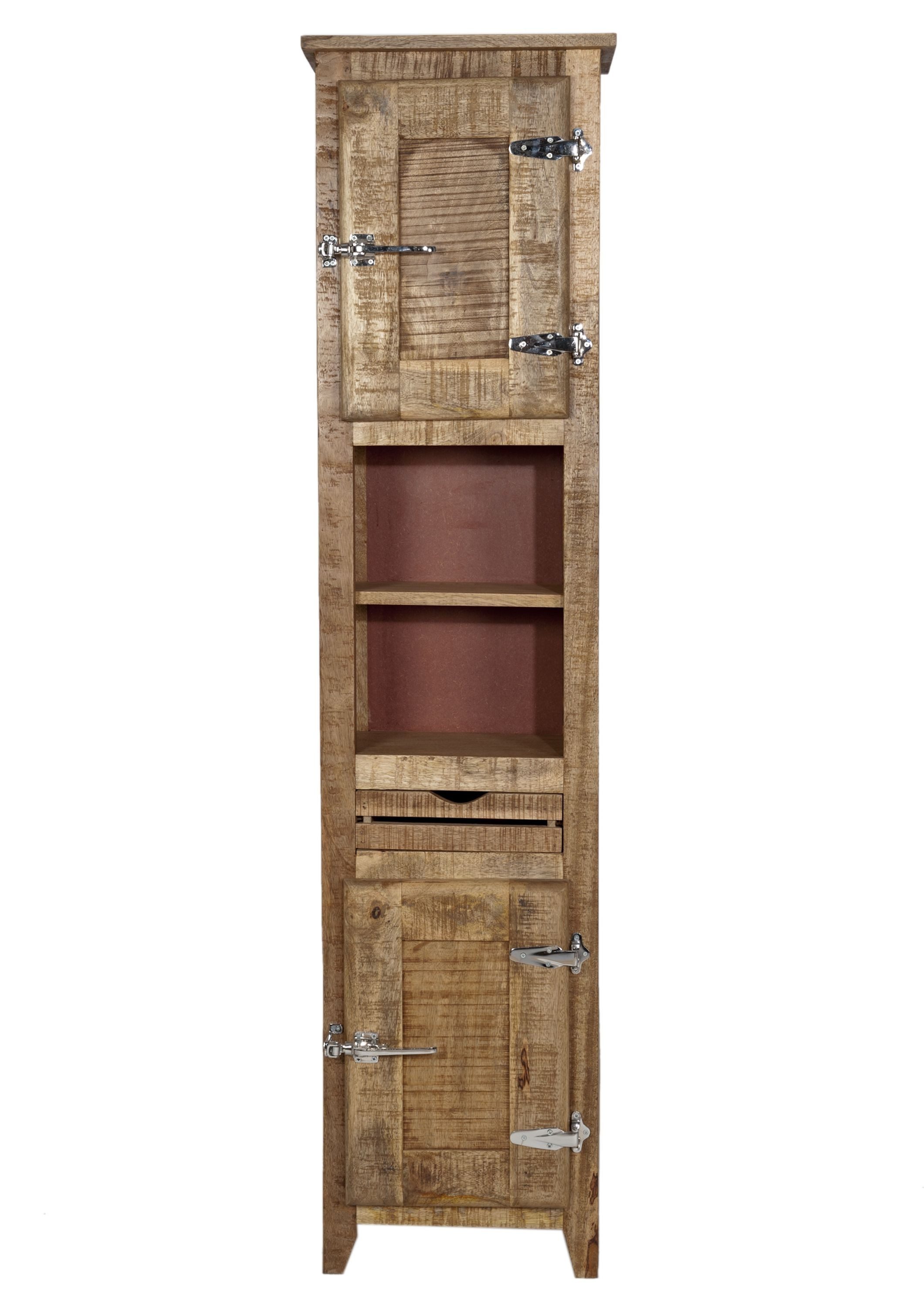 dynamic24 Hochschrank Hochschrank FRIGO Mangoholz natur