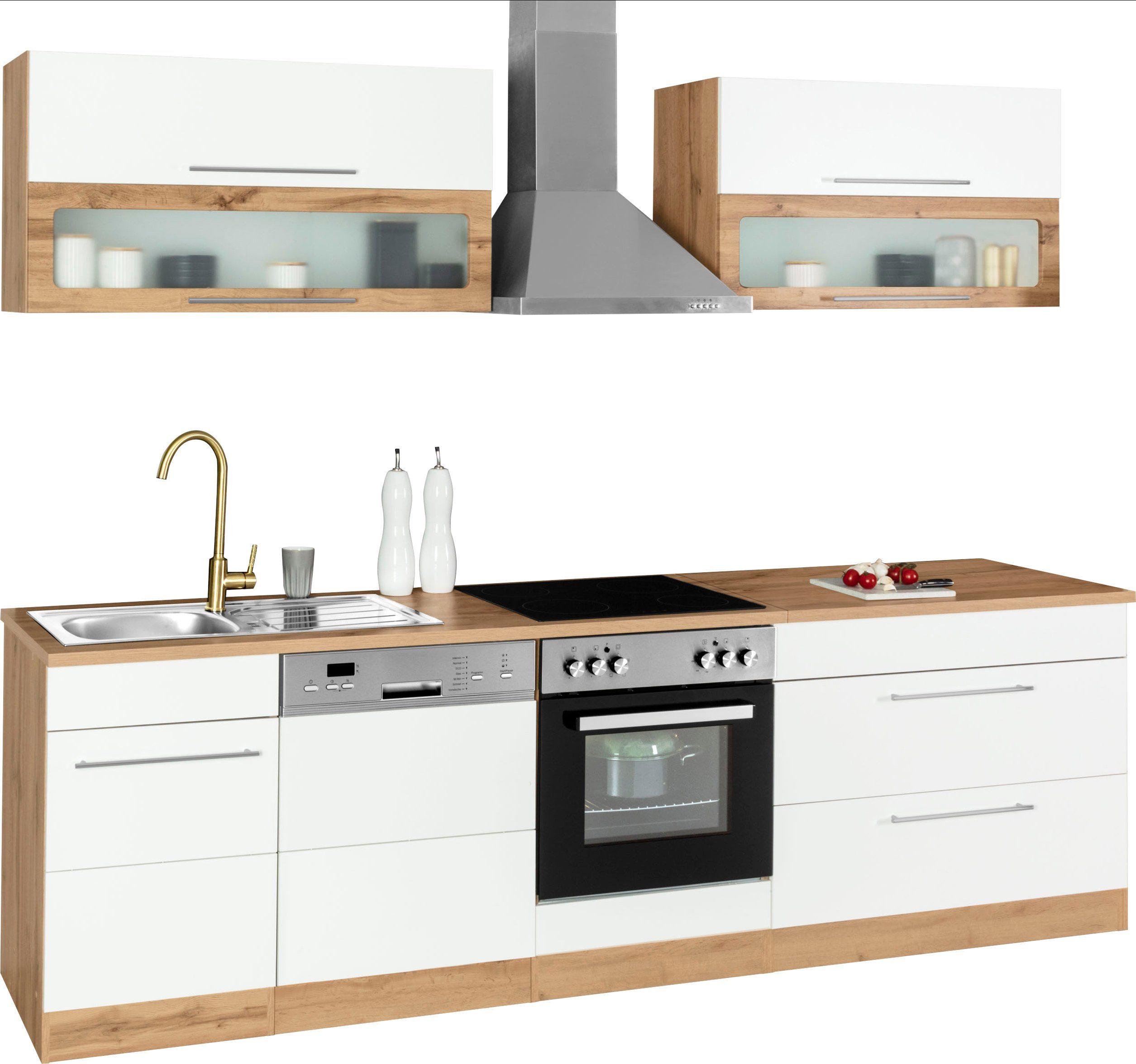 KOCHSTATION Küchenzeile KS-Wien, Breite 270 cm, wahlweise mit E-Geräten