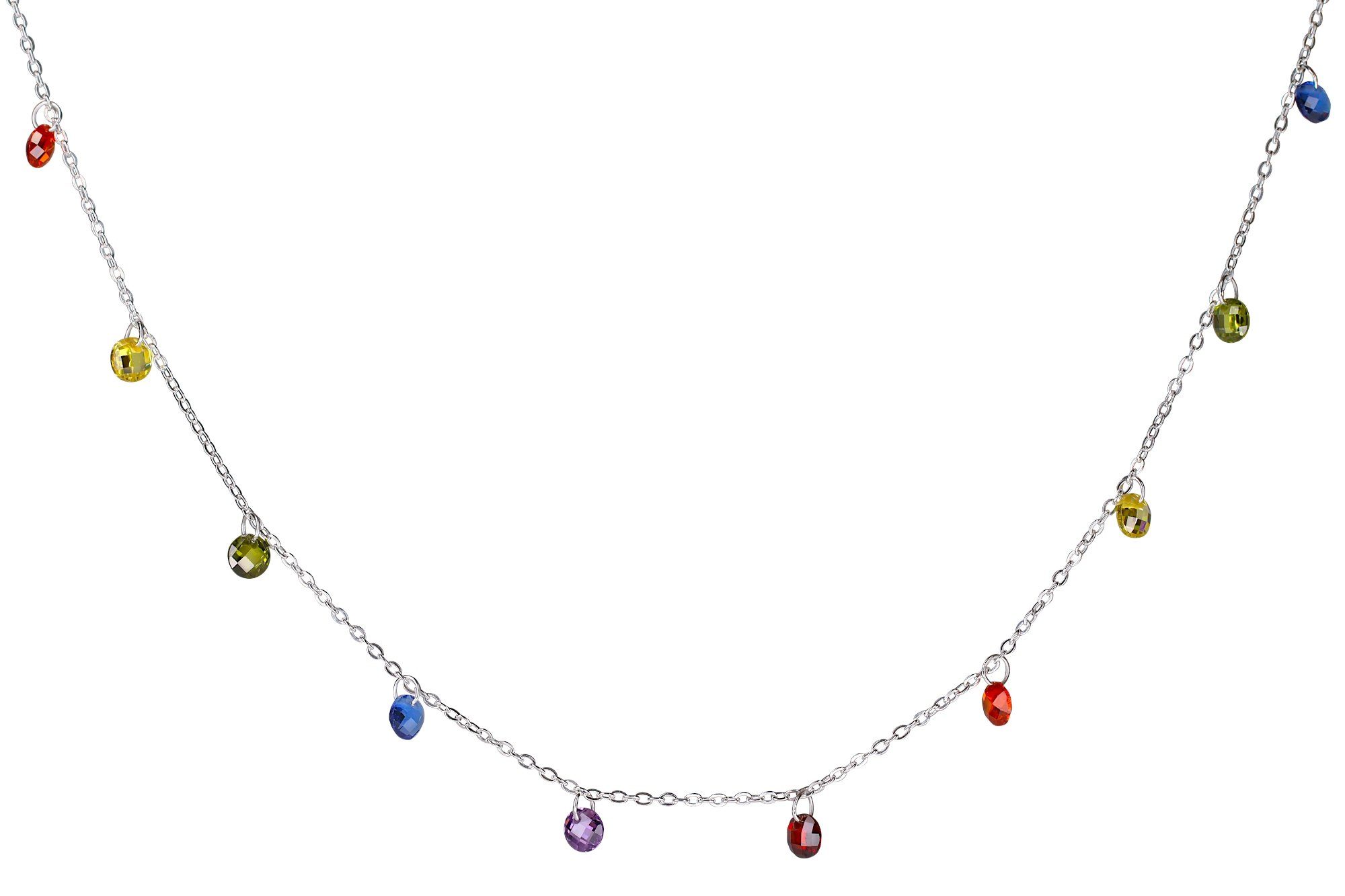 SILBERMOOS Statementkette Feine Forzatinakette mit buntem Zirkonia, 925 Sterling Silber