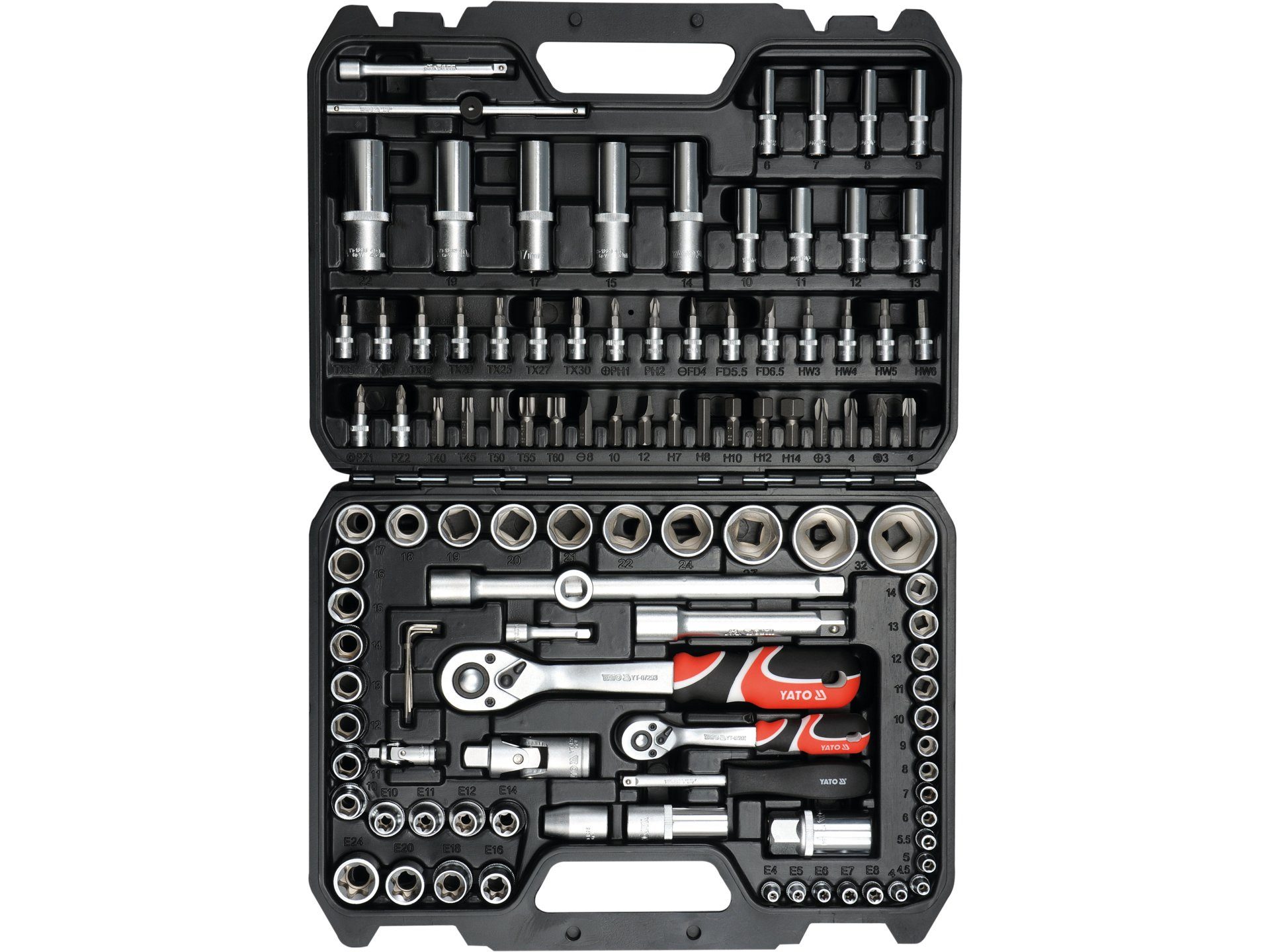 Yato Werkzeugset Werkzeugsatz 1/4" & 1/2", 108-teilig, (Werkstatt, Garage, Hobby, Keller)