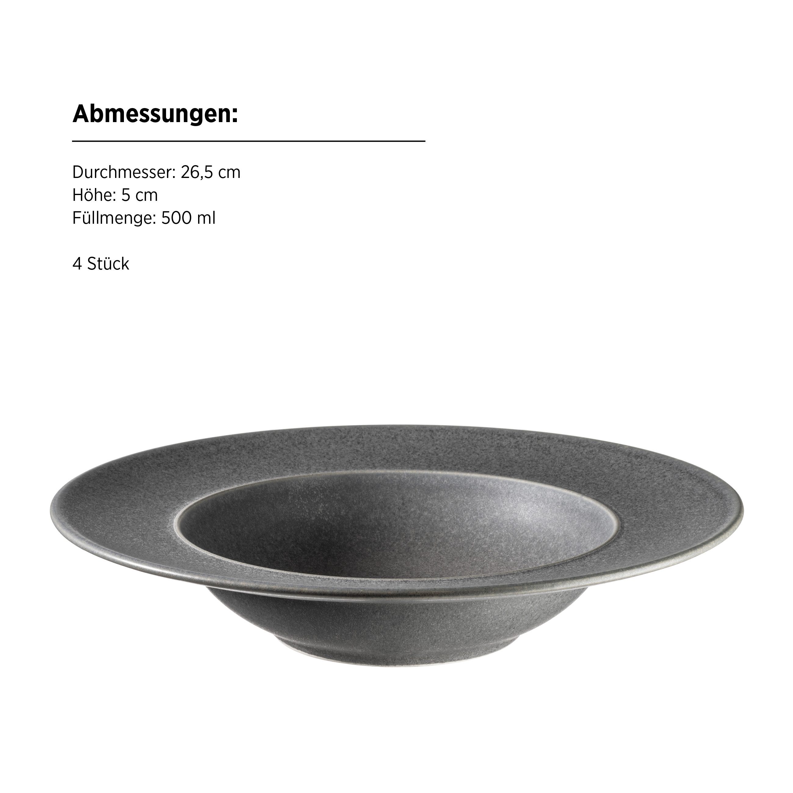 MÄSER Teller-Set Unico (4-tlg), 4 Personen, Steinzeug