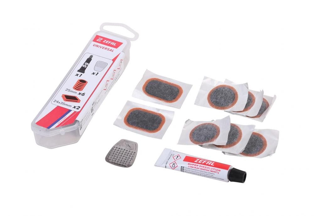Fahrradschlauch Zéfal Universal+ Fahrrad-Reparaturset: 8 Flicken, 5g Kleber, 2 Reifenh