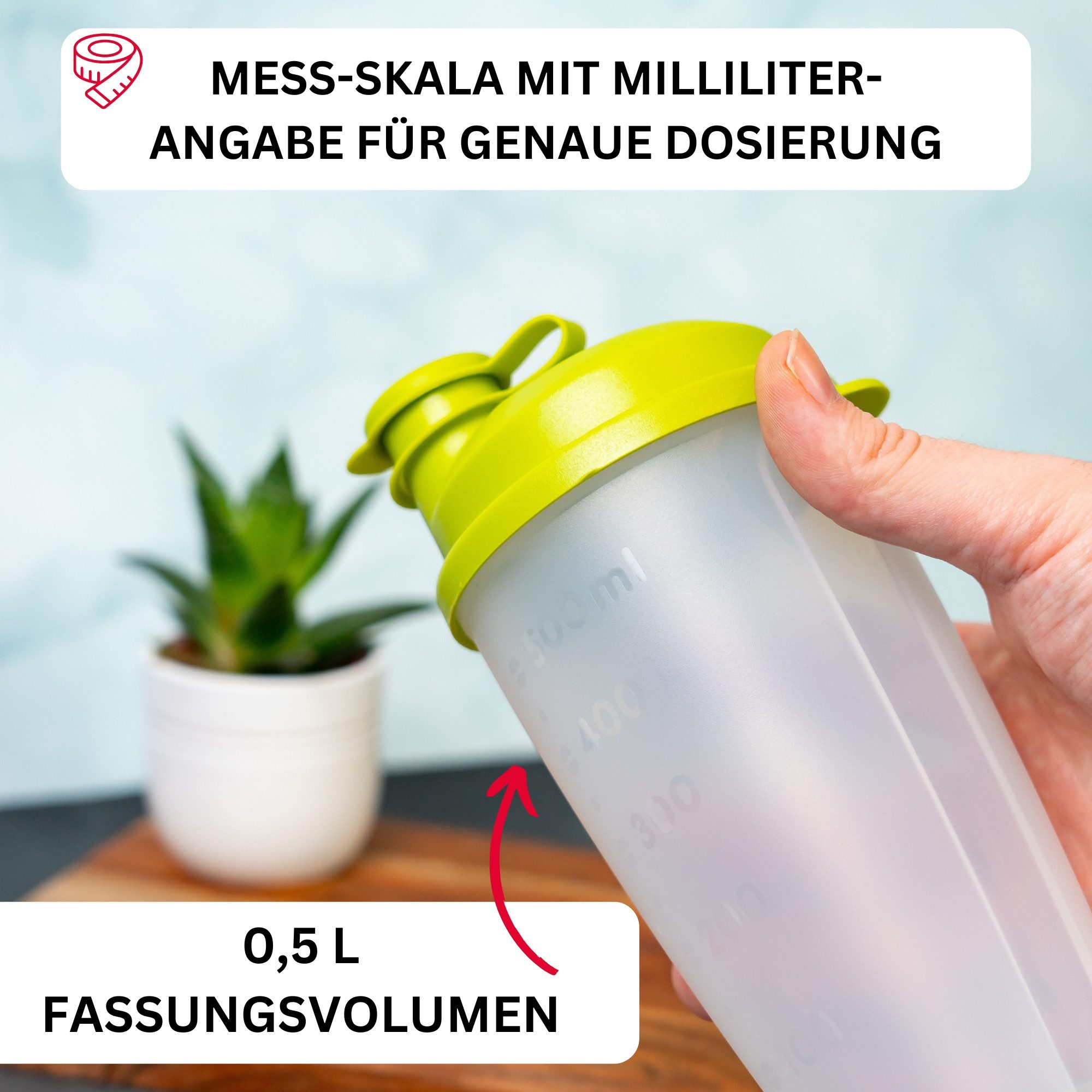 WESTMARK Dressing Shaker mit Mess-Skala, Mix- und Schüttelbecher, herausnehmbarer Mixscheibe, PP
