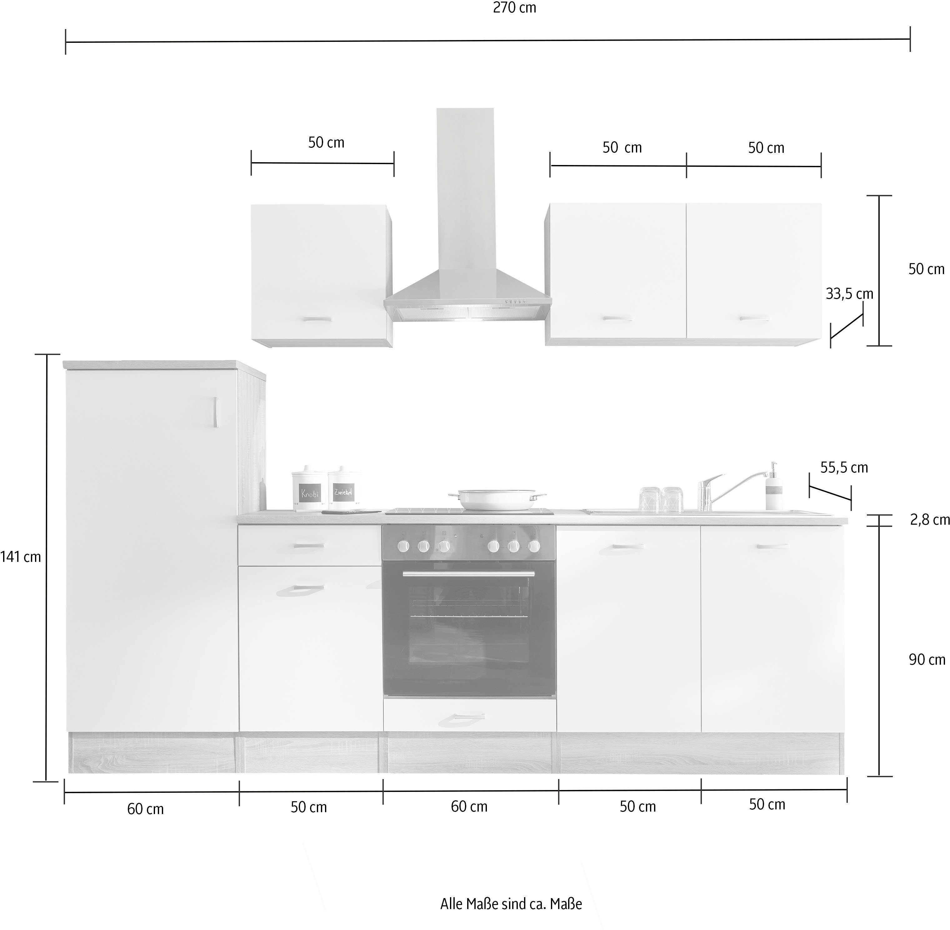 270 mit cm, by Balculina wahlweise E-Geräten Andy, BASIC Breite Küchenzeile