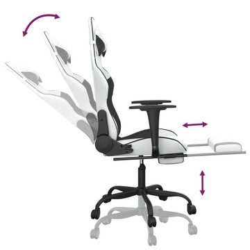 vidaXL Bürostuhl Gaming-Stuhl mit Massage Fußstütze Weiß Schwarz Kunstleder