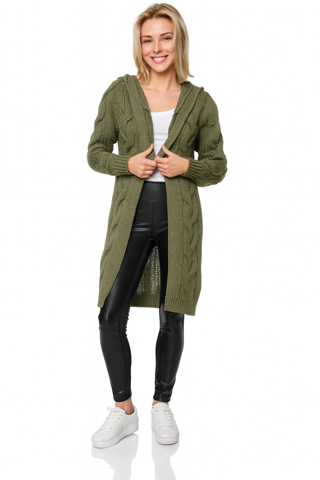 Worldclassca Kapuzenstrickjacke Worldclassca lange Strickjacke Zopfmuster C günstig online kaufen