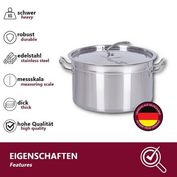 HOOZ Kochtopf Gastronomie Suppentopf Ø 30x20 cm 15 Liter für alle Herdarten, (Set mit Deckel, 2-tlg., induktionsgeeignet), induktionsgeeignet