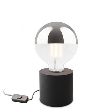 SSC-LUXon LED Bilderleuchte NAMBI Design Tischleuchte schwarz mit Spiegelkopf LED E27 Globe, Warmweiß