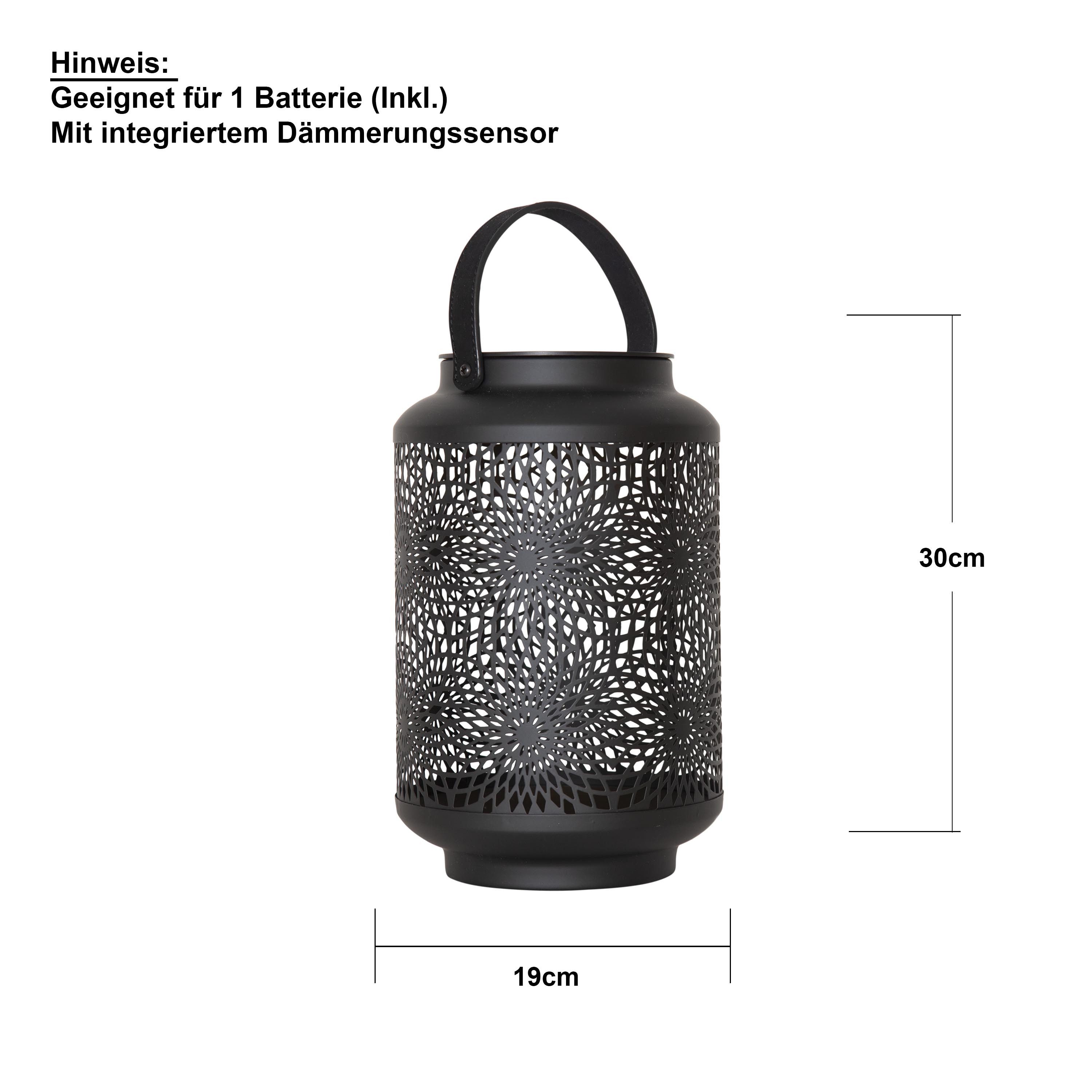 STAR TRADING LED Solarleuchte Mandala, LED Solar-Laterne,Mandala, Metall, Dämmerungssensor, schwarz, 30cm