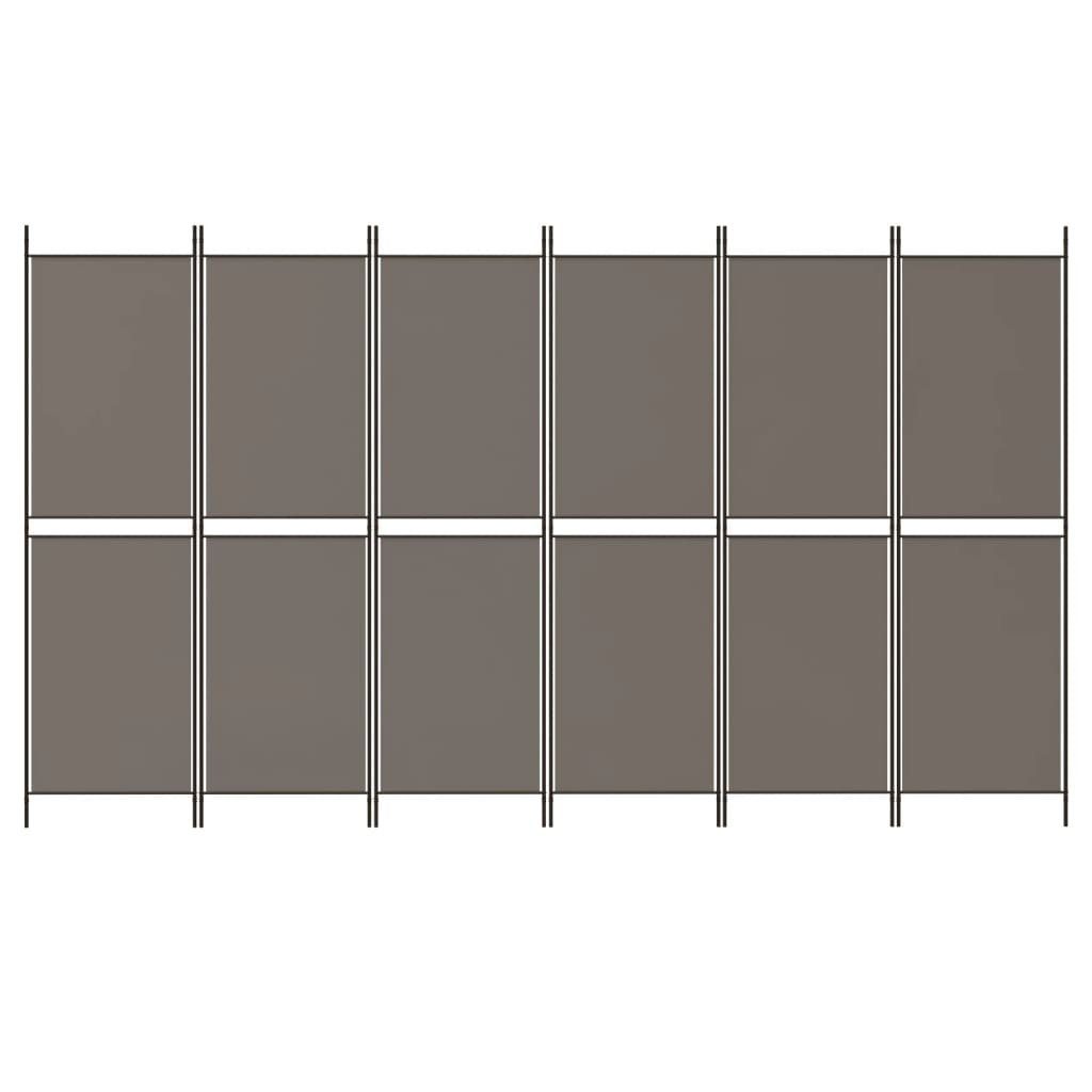 vidaXL Raumteiler 6-tlg. Paravent Anthrazit 300x220 cm Stoff, 1-tlg.