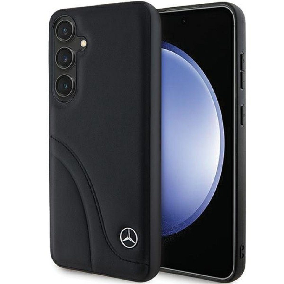 Handyhülle Case Galaxy S24 Plus Echtleder schwarz Stern Logo