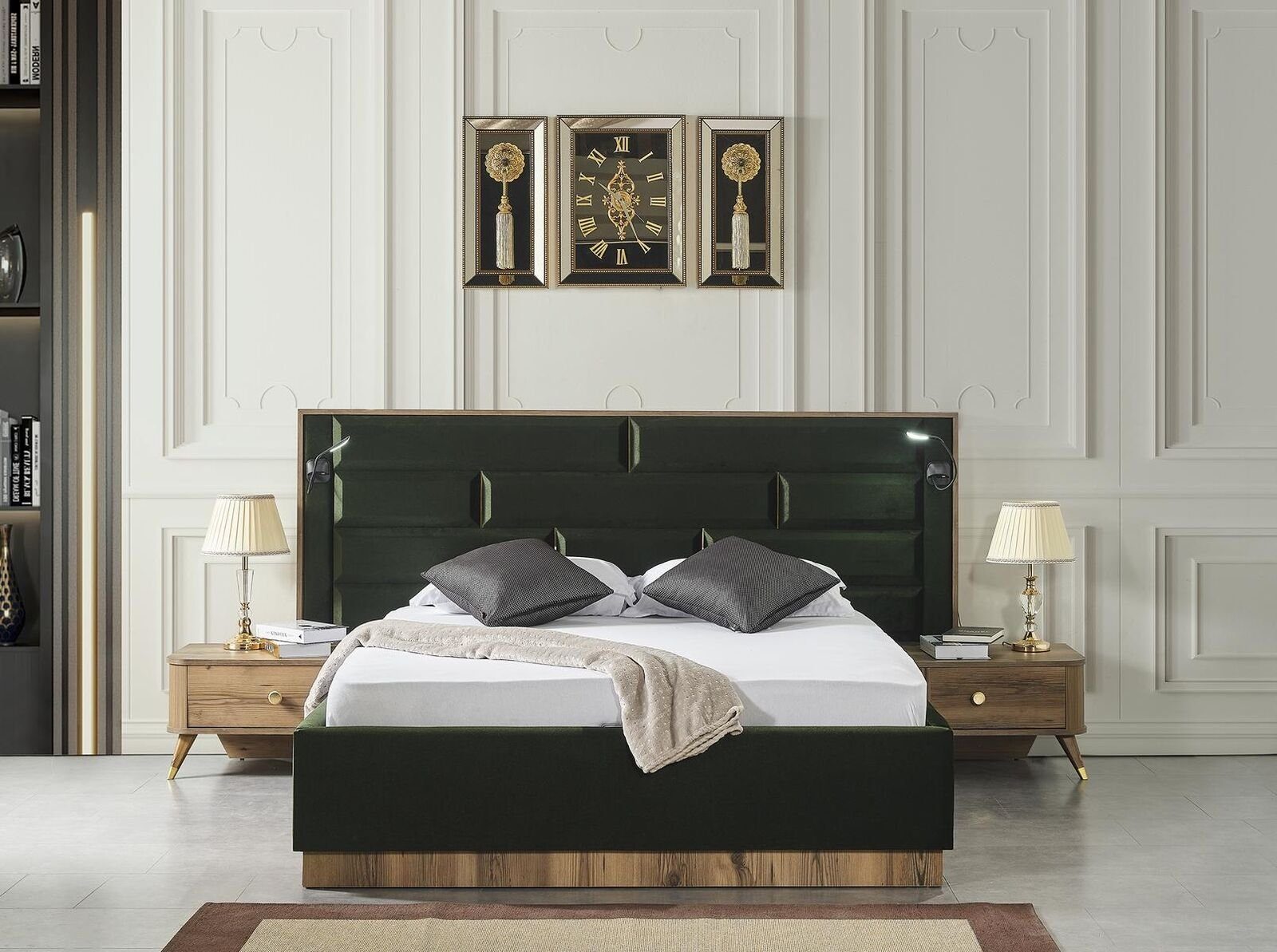 JVmoebel Schlafzimmer-Set Luxus Schlafzimmer Nachttisch Betten Bett 3tlg. Komplett Set, (3-St), Made in Europa