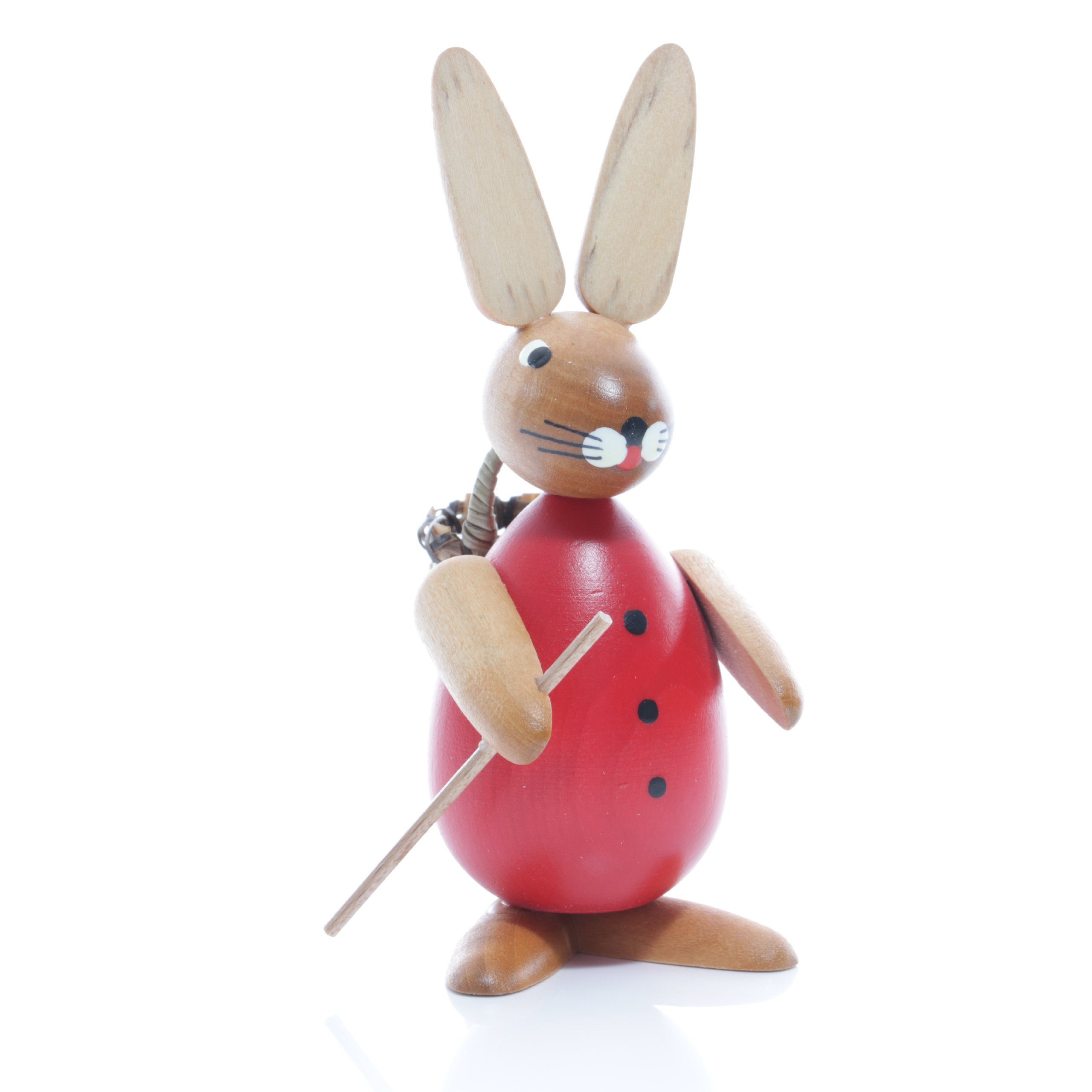 Osterhase Osterfigur Osterhase mit Korb Rot BxHxT ca 4,5 x 11 x 6,5cm NEU