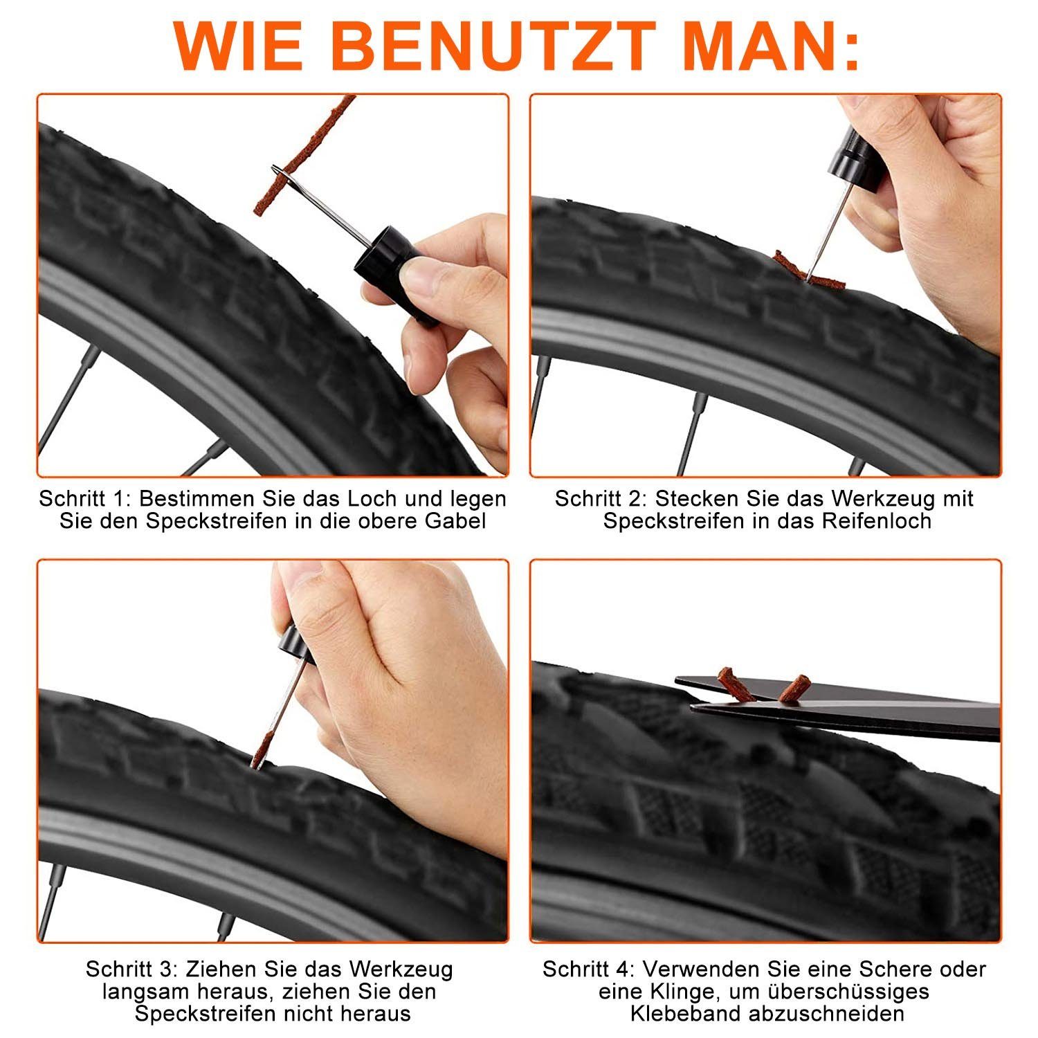Rosnek Fahrradreifen Repair Tire Streifen, Tire (1-tlg) Streifen,Notfall Puncture Repair Tire Gummi YS-26 Kit,Tubeless Repair Saite