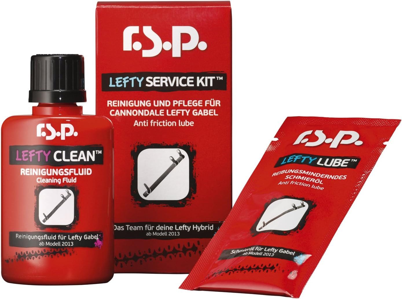 Fahrrad-Montageständer r.s.p. Cannondale Lefty Service Kit und Reinigungsset