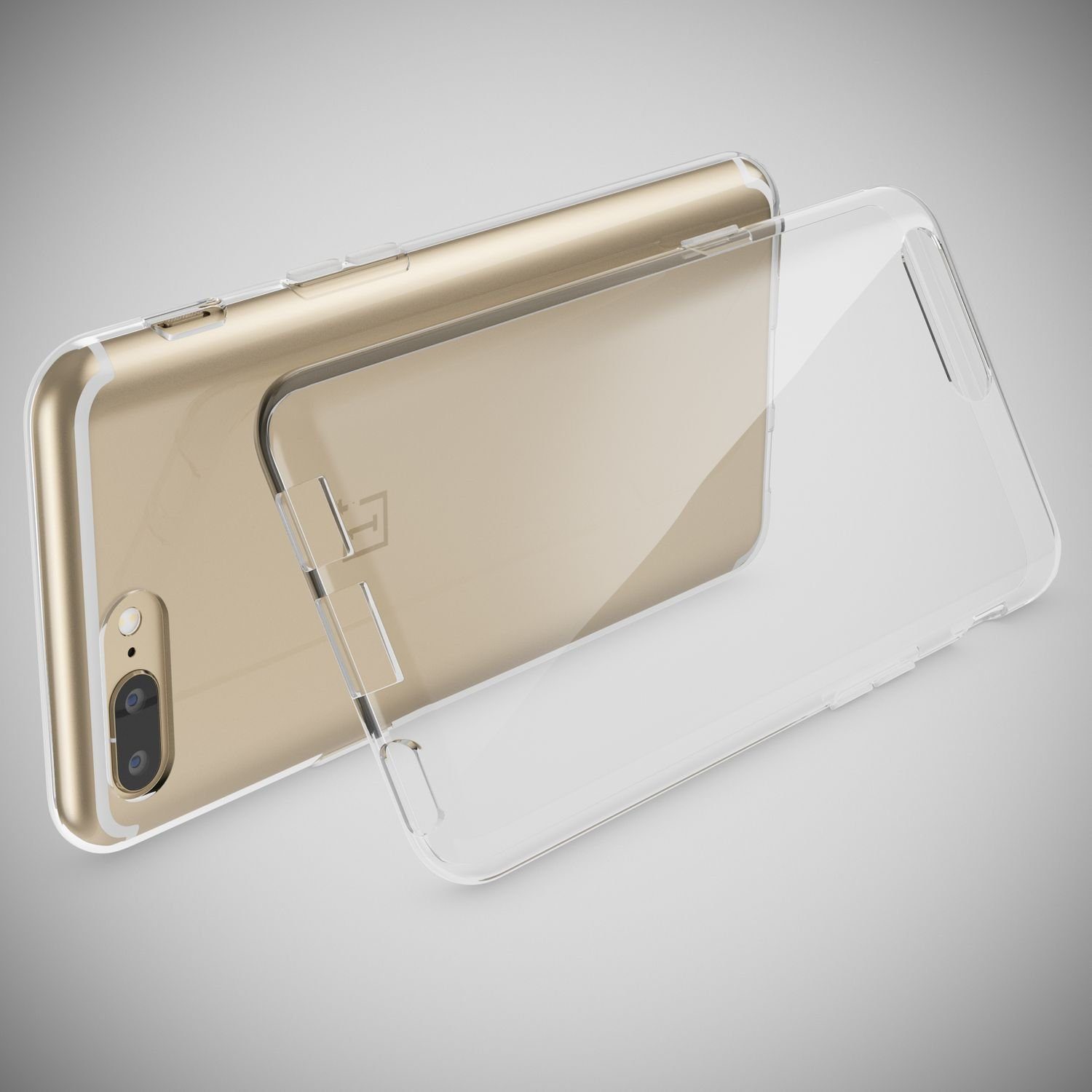 Nalia Smartphone-Hülle OnePlus 5, GLAZE Case - Transparentes Silikon, Anti-Watermark & Schlank