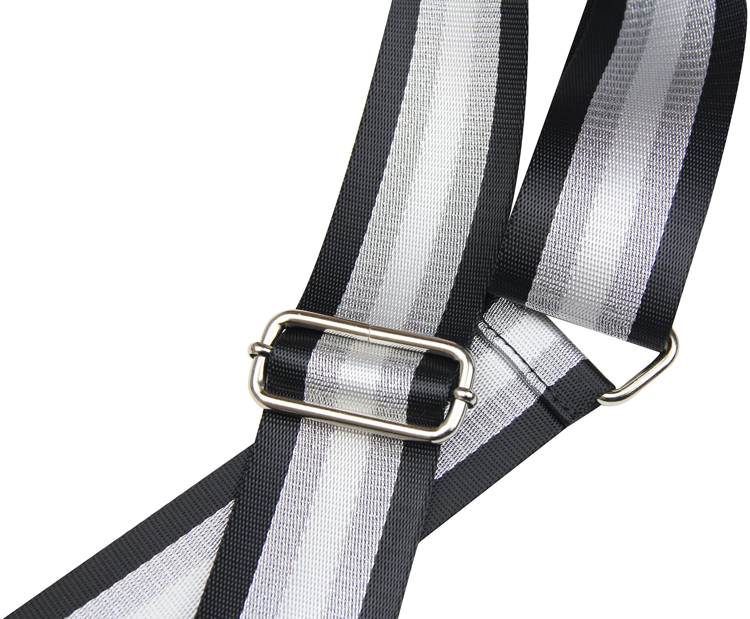Frentree Schulterriemen breiter ITALY, Taschen, Schwarz Gestreift Silber IN 5cm Muster: MADE für Gurt, Schultergurt verstellbarer