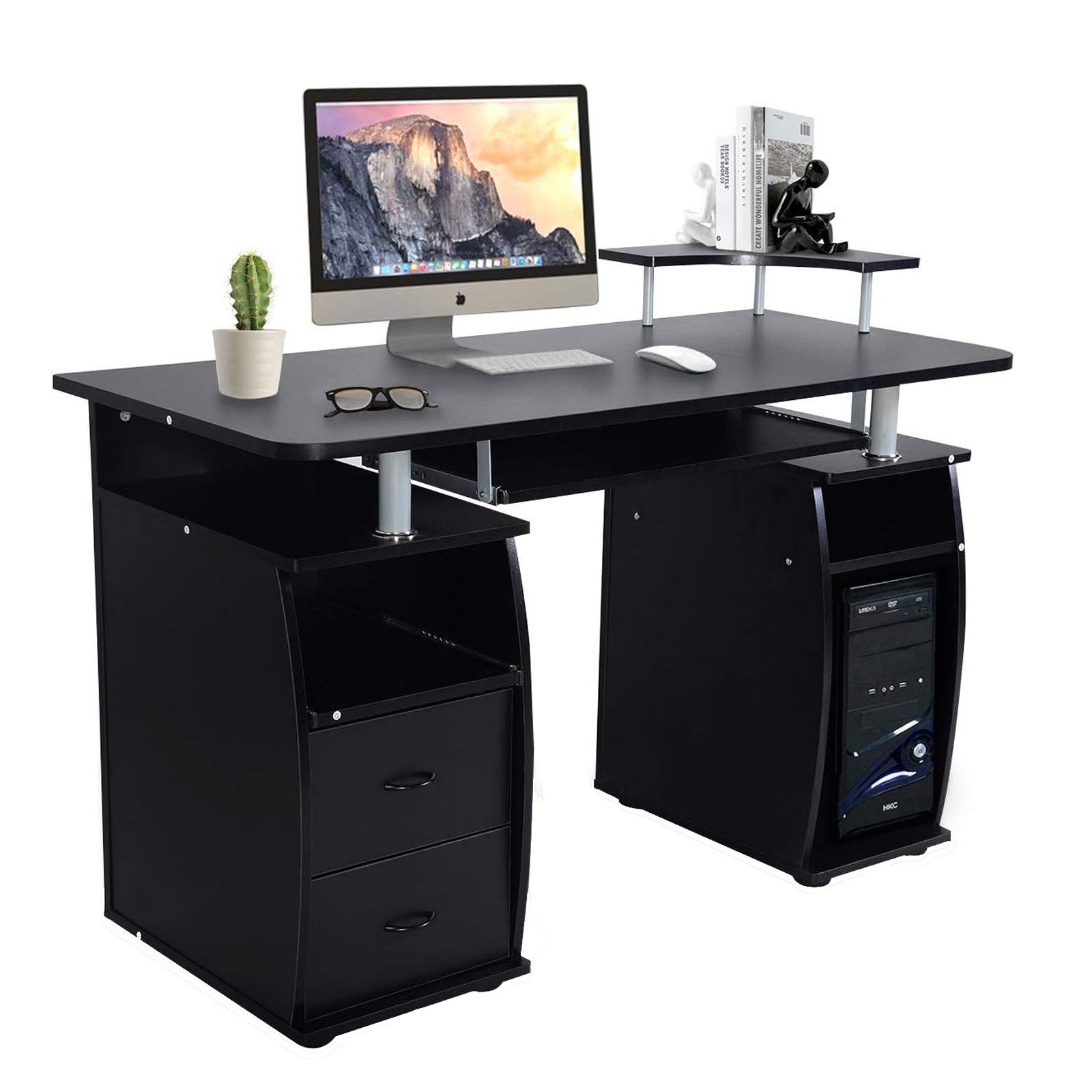 KOMFOTTEU Computertisch Schreibtisch, mit Tastaturauszug, 120x55x76cm, günstig online kaufen