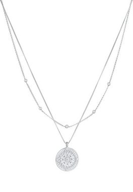 Elli Gliederkette Layer Coin Ornament Münze Zirkonia 925 Silber