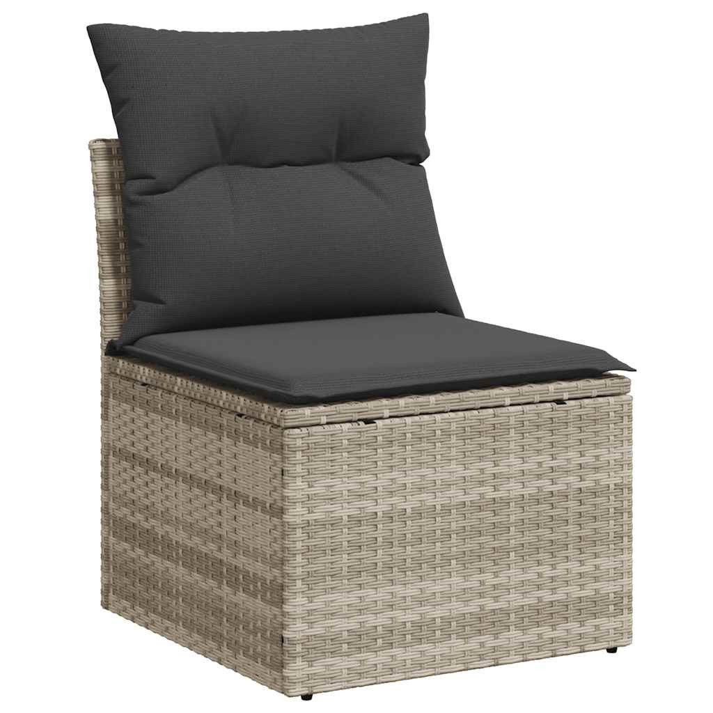 vidaXL Gartenlounge-Set, 5-tlg. Garten-Sofagarnitur mit Kissen Hellgrau Poly Rattan