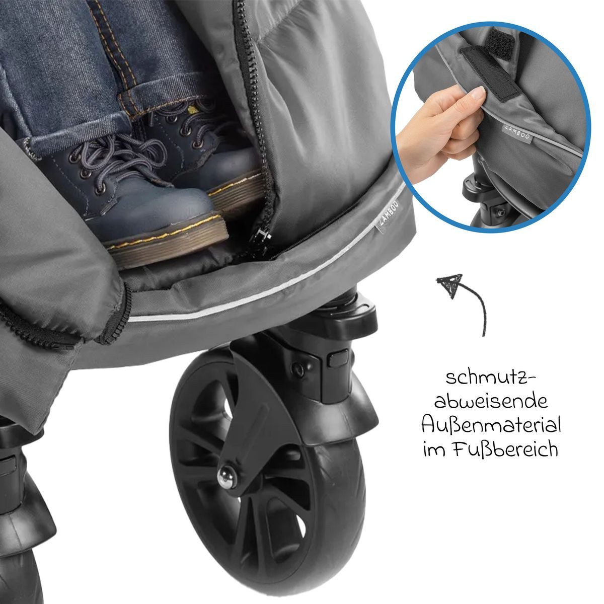 Zamboo Fußsack Grau, Universal Winter Fußsack z.B. für joie Buggy Kinderwagen Winterfußsack