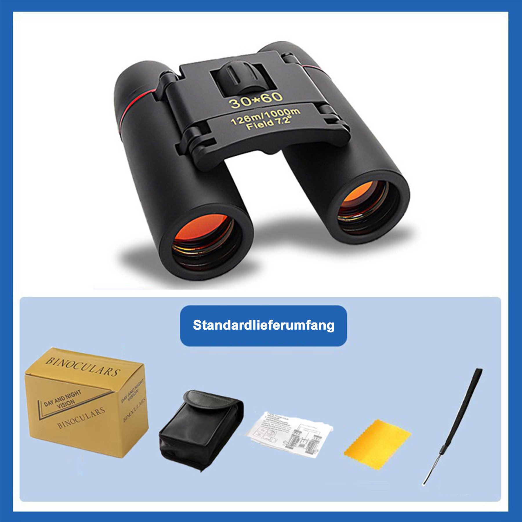 Mutig Fernglas 30x60 Hochleistungs Vergrößerung Ferngläser Kinder Erwachsene Binocular (Ideal für Outdoor Sportspiele Vogelbeobachtung Reisen Jagd Konzerte)